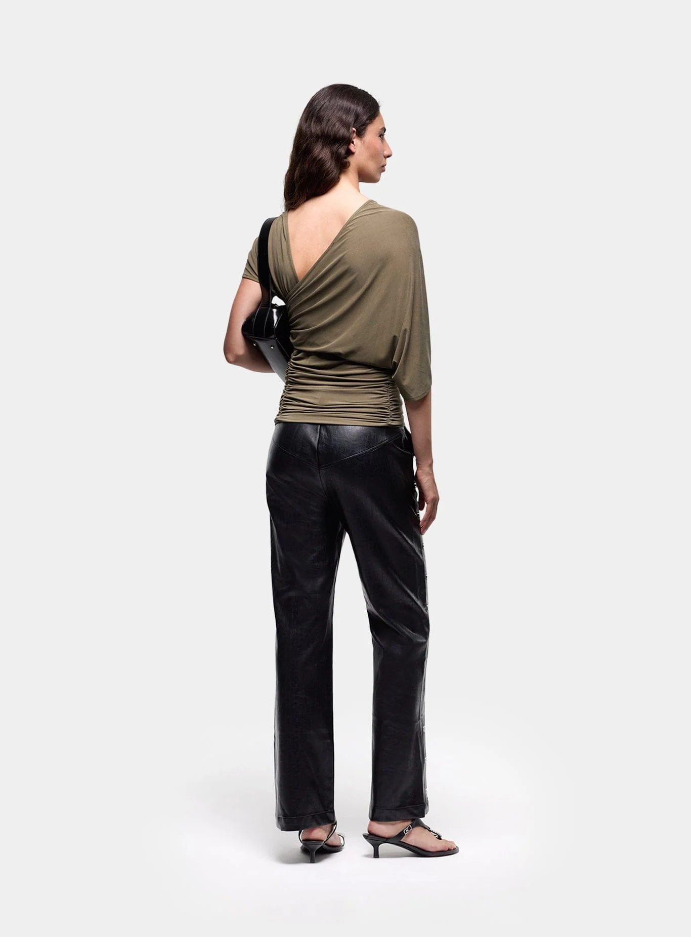 AERIS KHAKI DRAPED TOP - Image 2