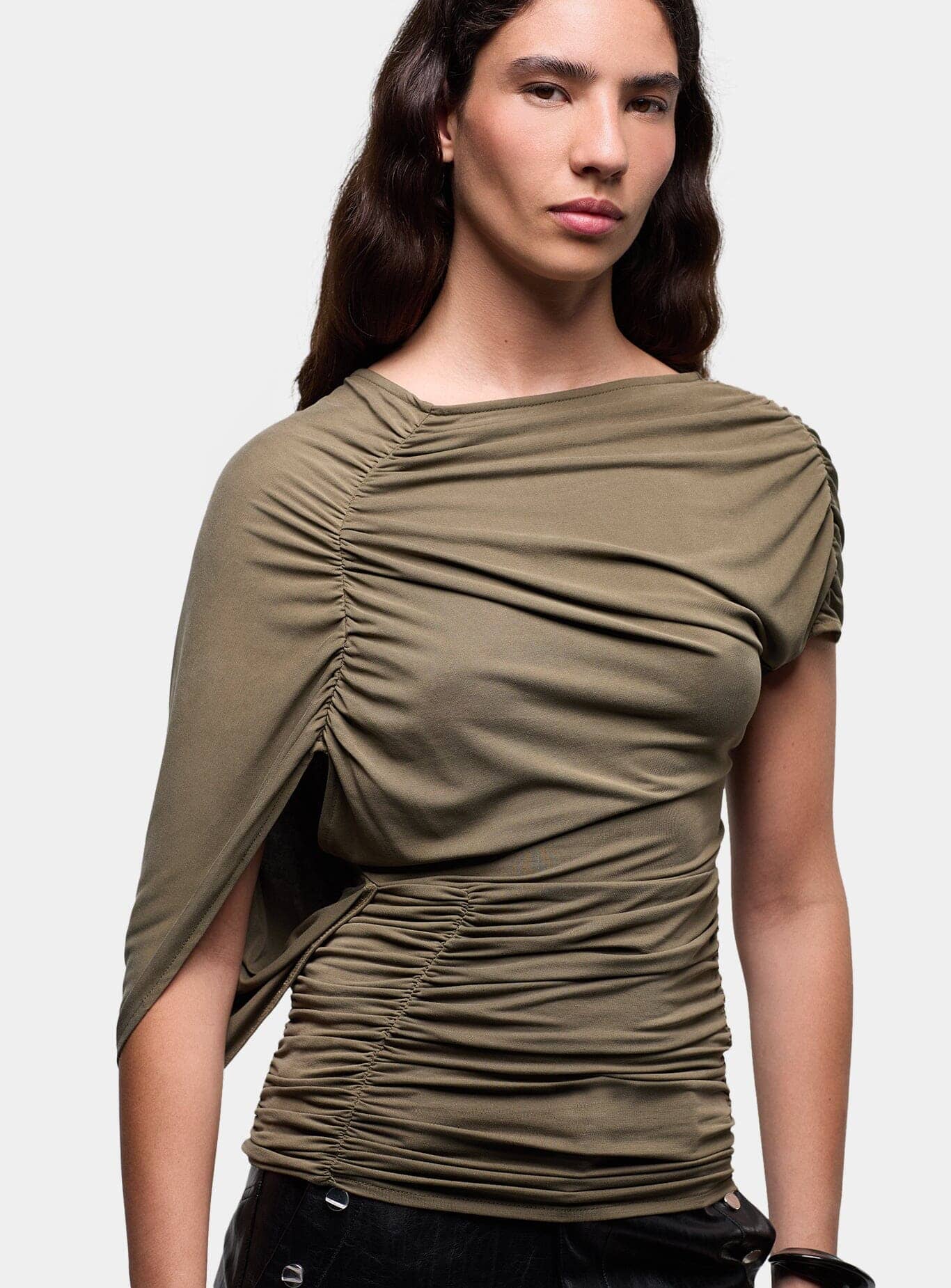 AERIS KHAKI DRAPED TOP - Image 3