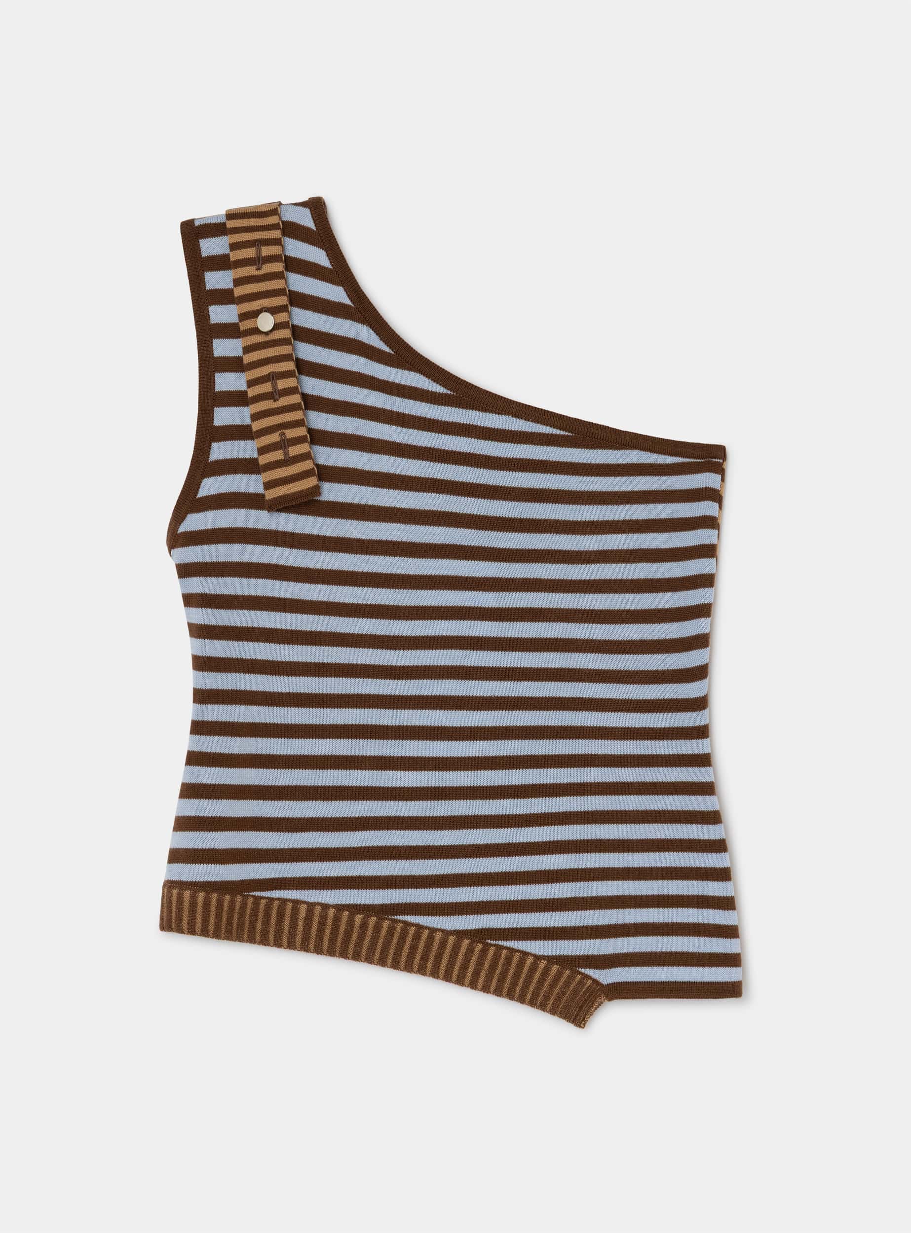 ANISE STRIPED BROWN ASYMMETRIC TOP - Image 4
