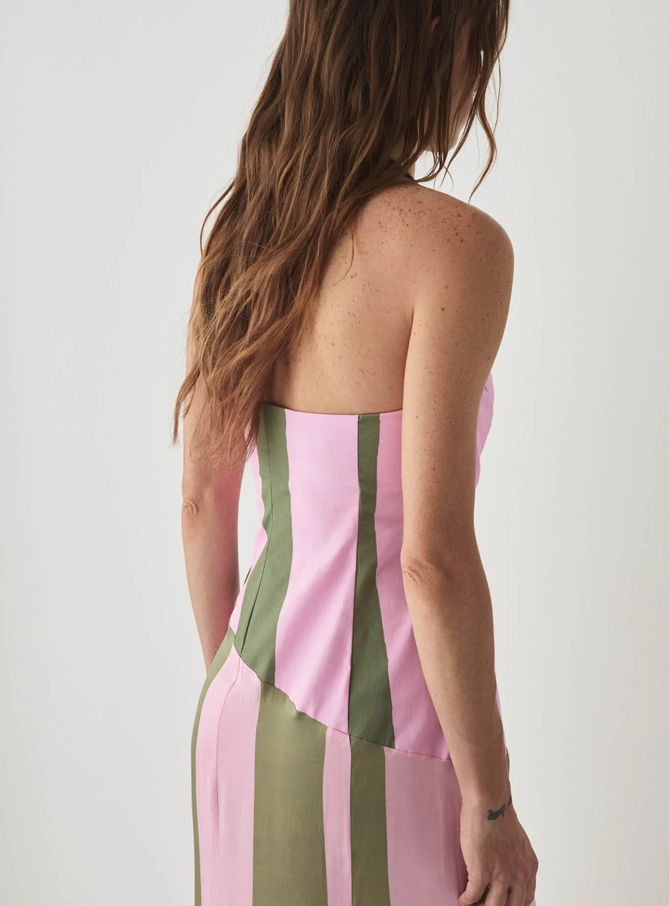 ARIA PINK STRIPED MIDI DRESS - Image 3