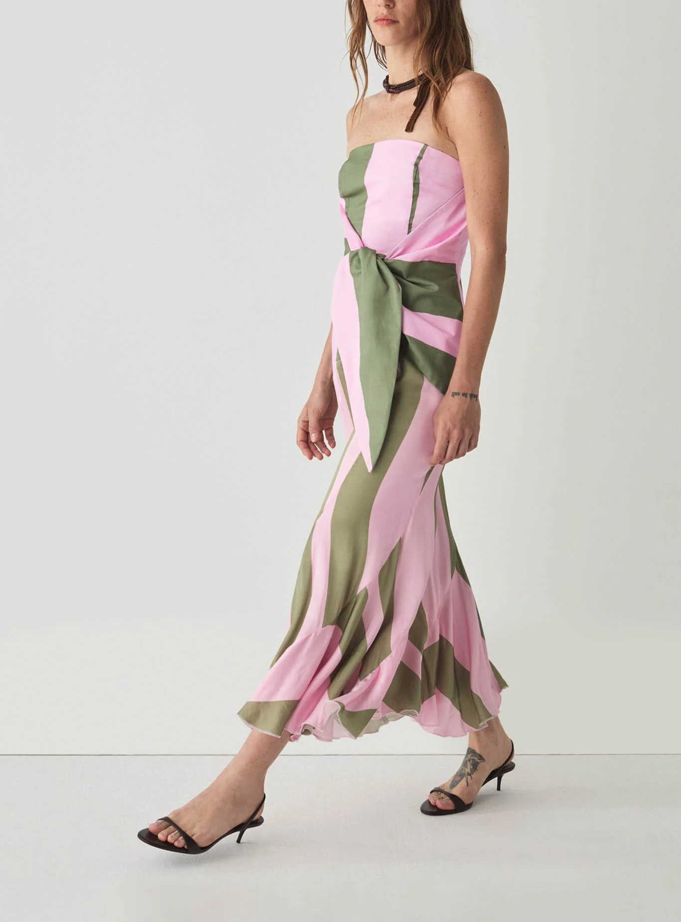 ARIA PINK STRIPED MIDI DRESS - Image 4