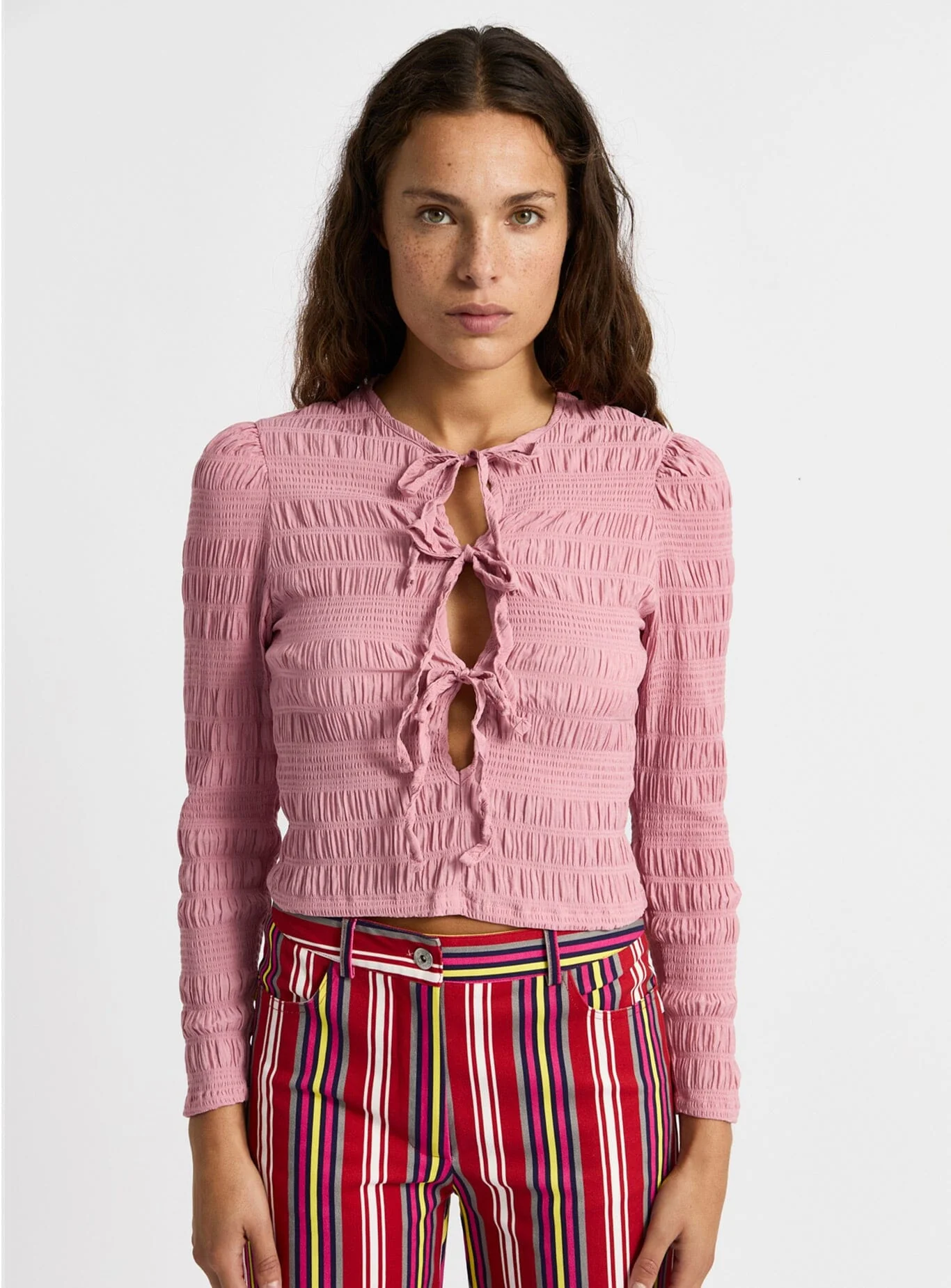 BABET PINK TEXTURED BLOUSE - Image 2
