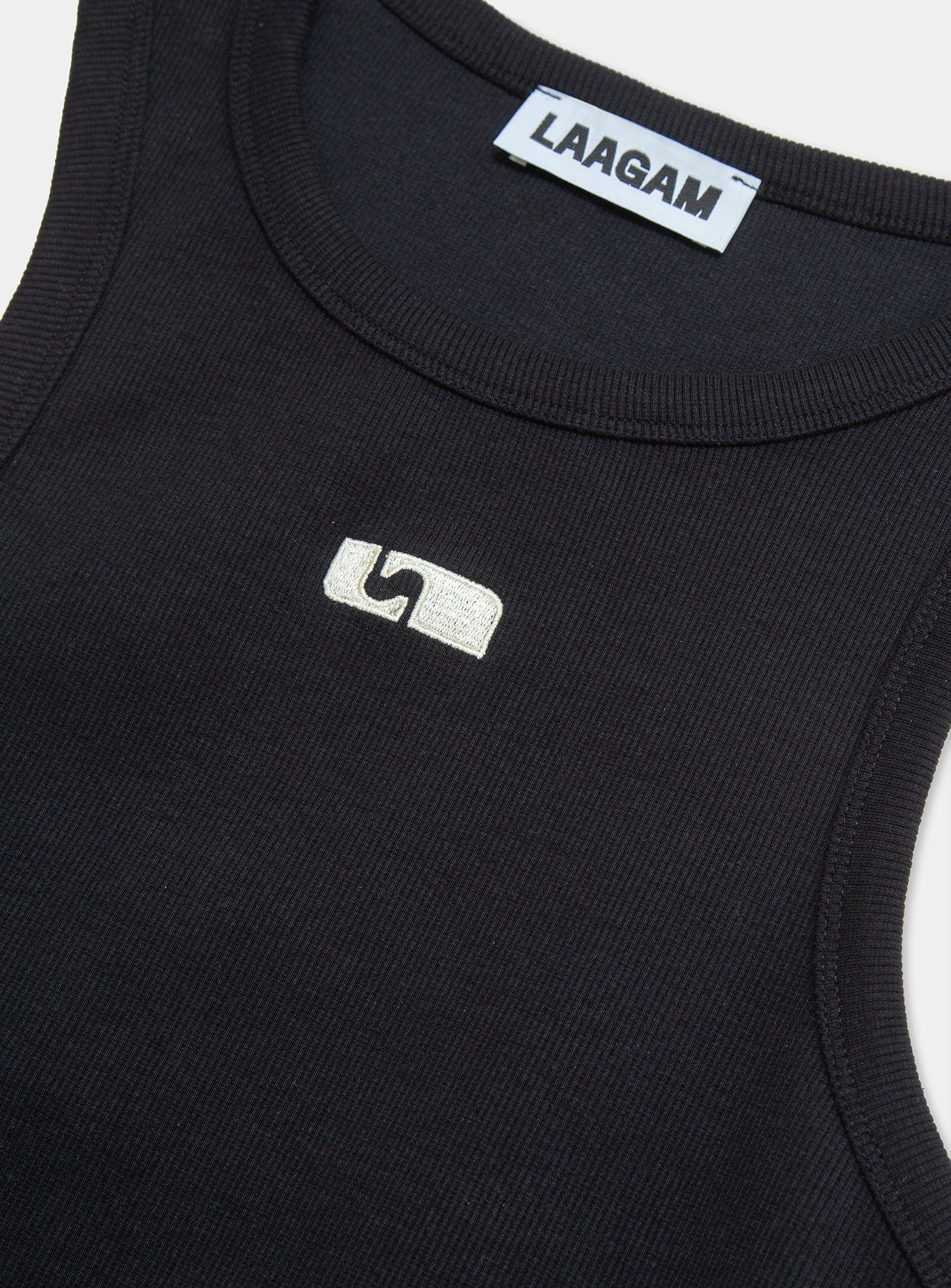 BLACK EMBROIDERED LOGO TANK TOP - Image 3