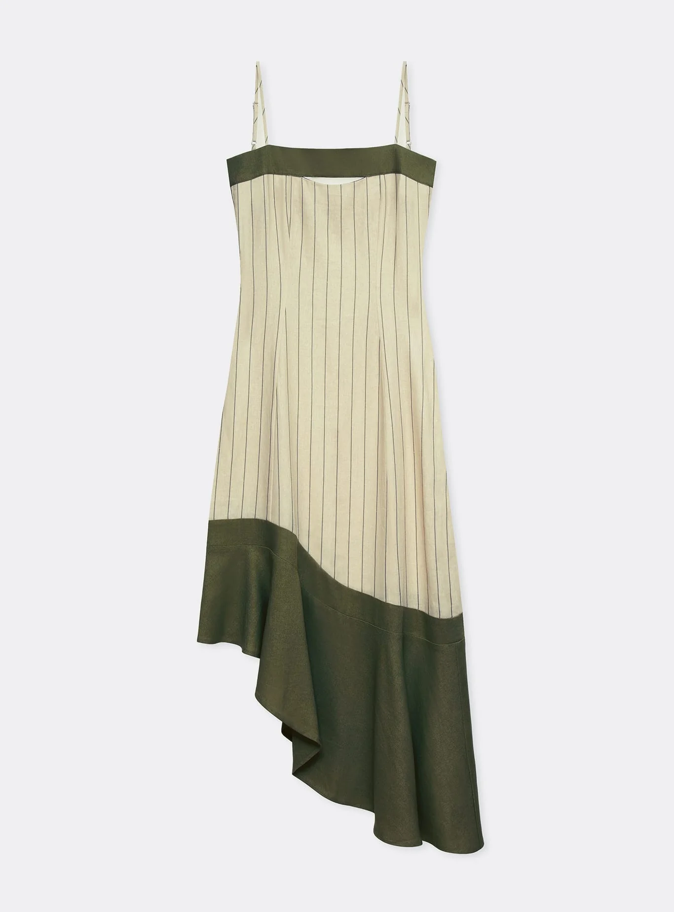 BREEZE KHAKI ASYMMETRIC MIDI DRESS - Image 5