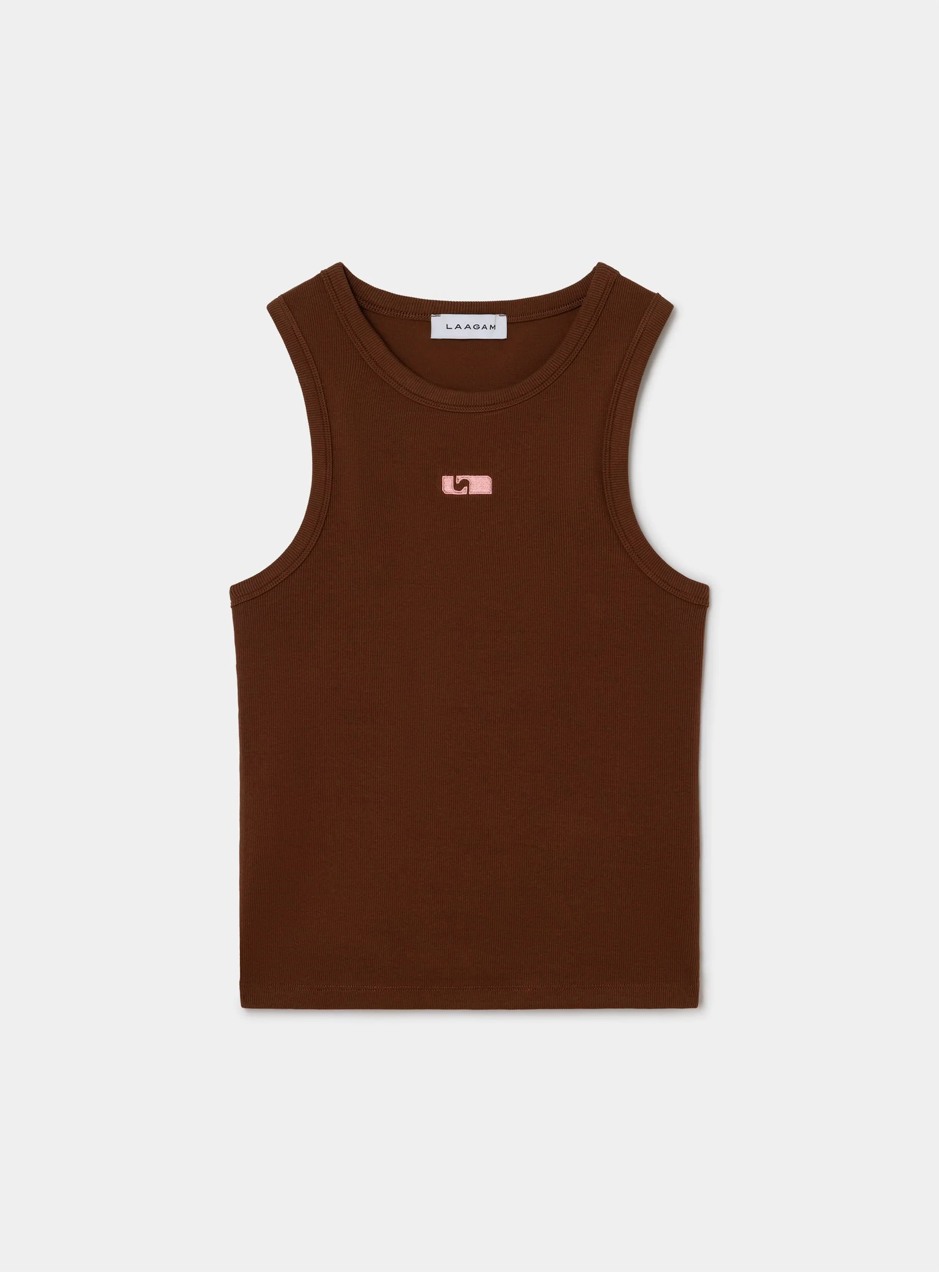 BROWN EMBROIDERED LOGO TANK TOP - Image 4