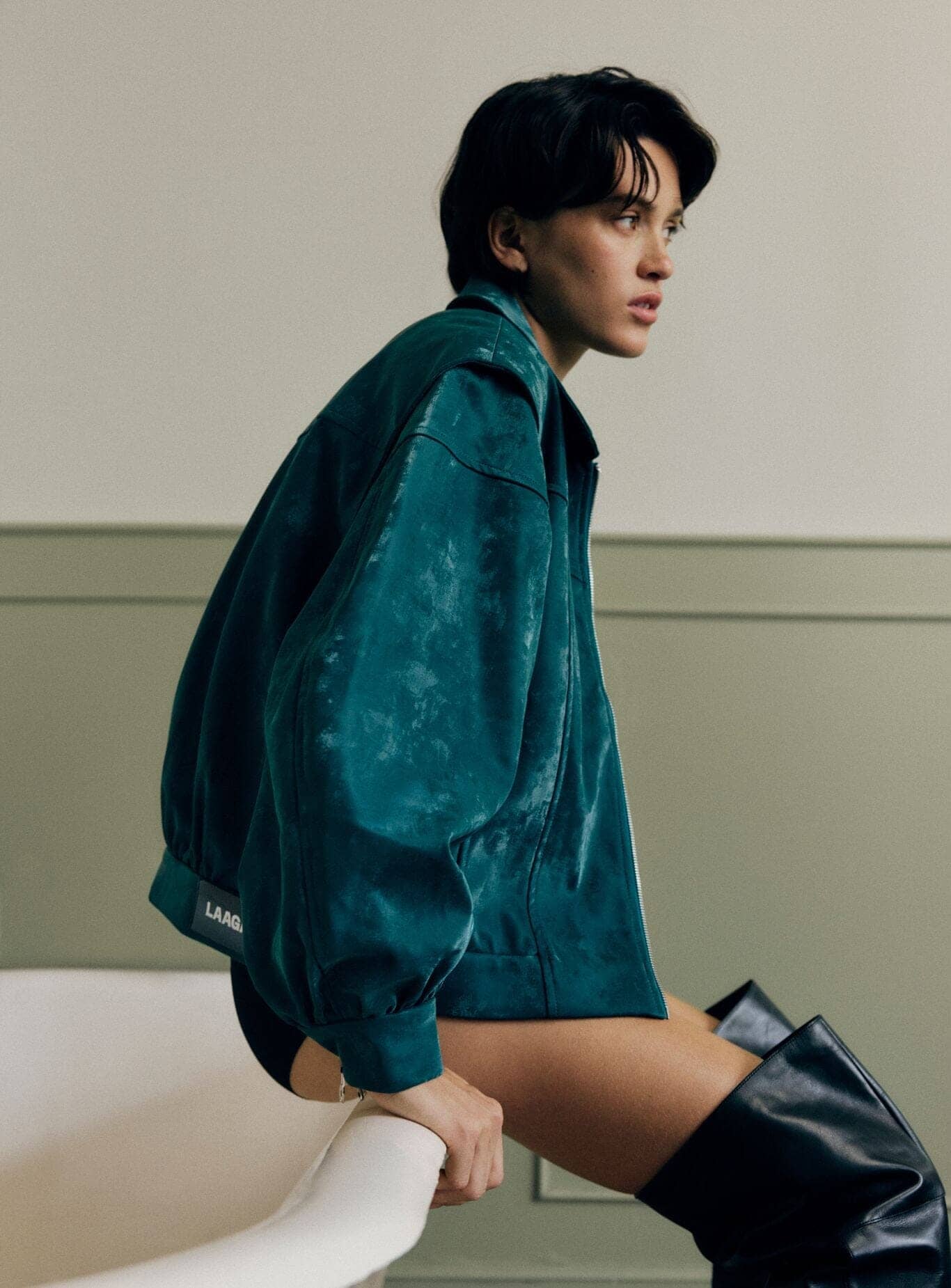 CUPIDO TEAL GREEN BOMBER JACKET - Image 4