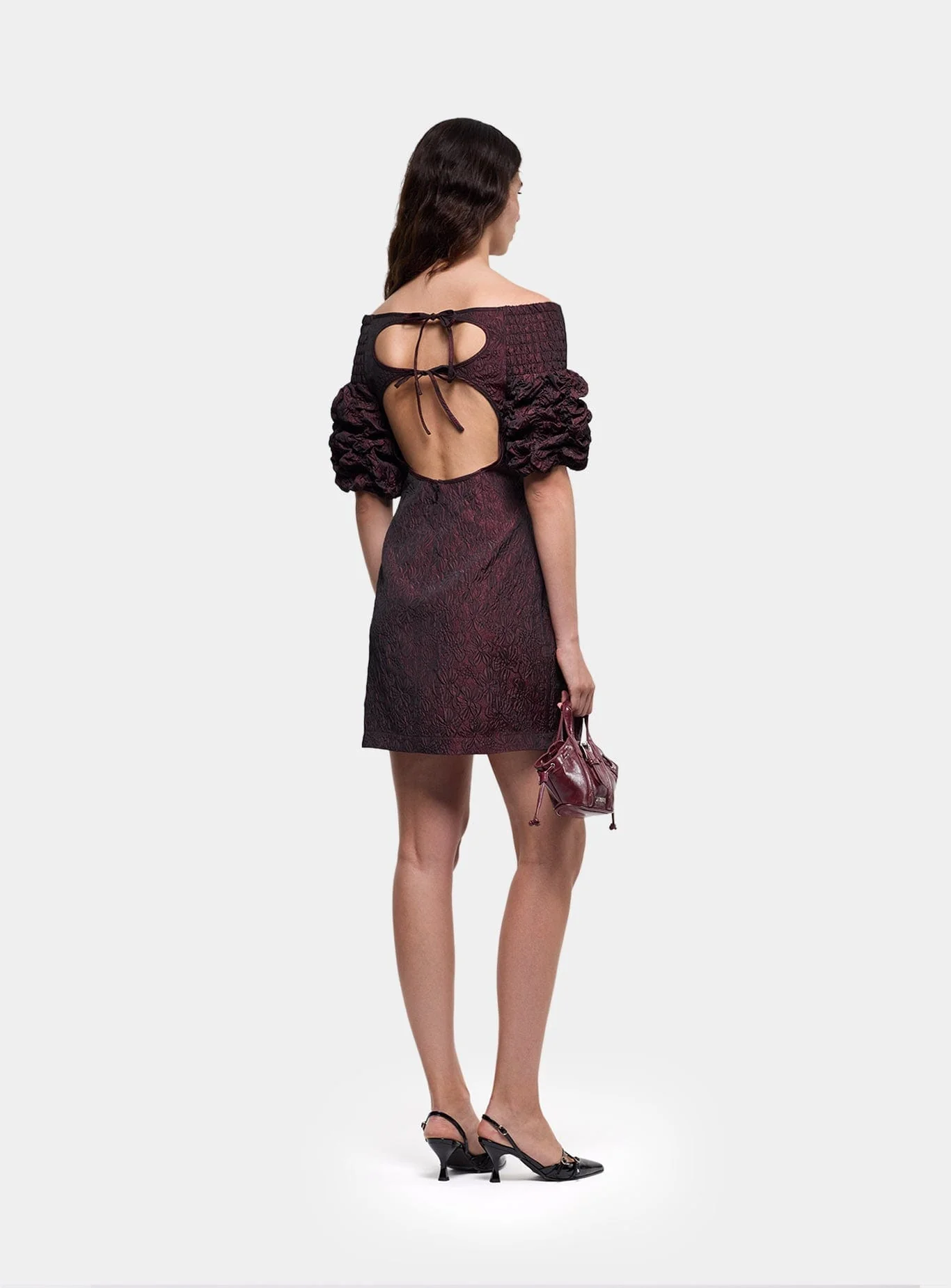 DANIELLE BURGUNDY SHORT DRESS - Image 4