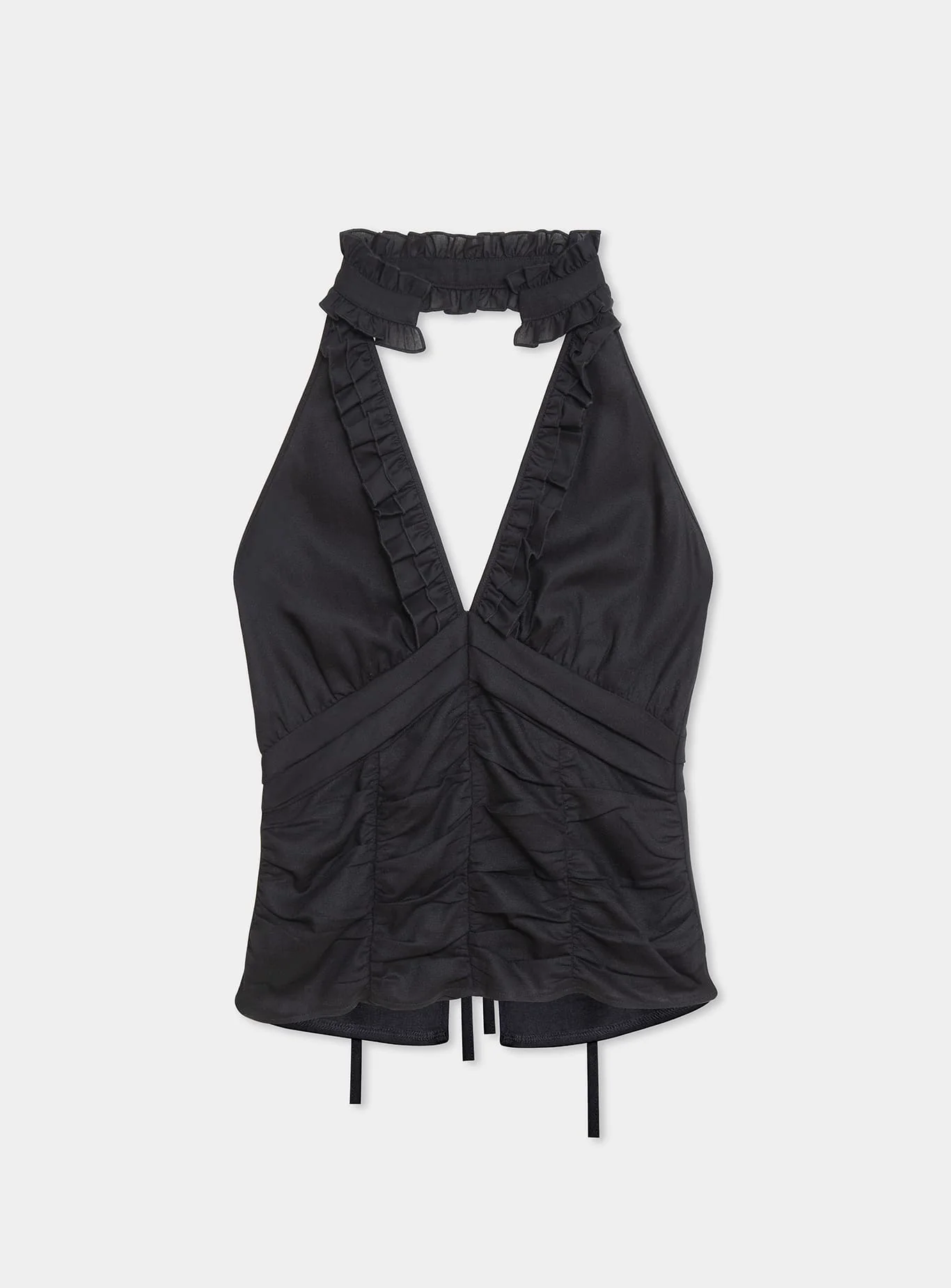 DORA BLACK RUCHED LINEN TOP - Image 5