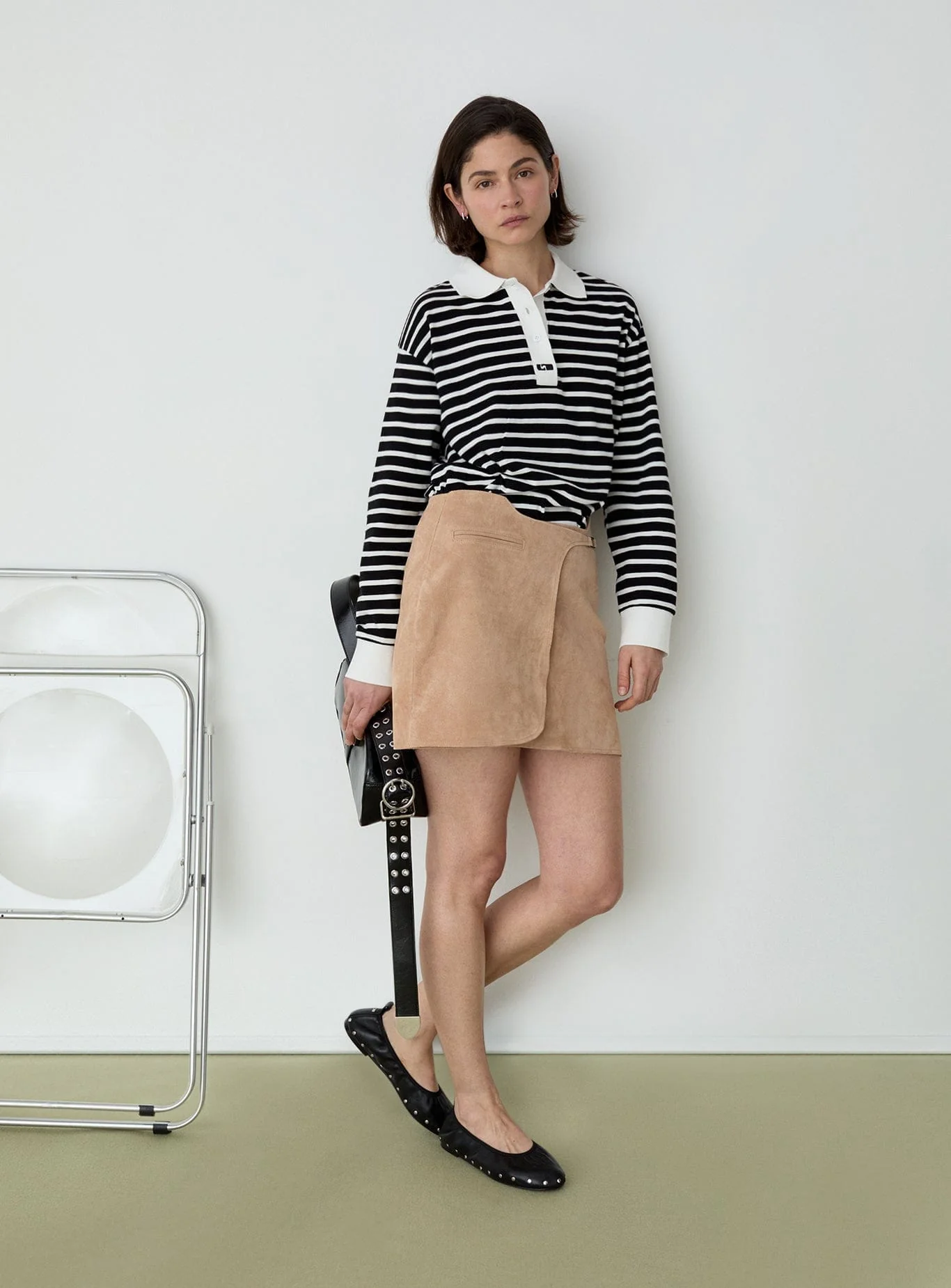 DUSE BLACK STRIPED LONGSLEEVE POLO T-SHIRT - Image 3