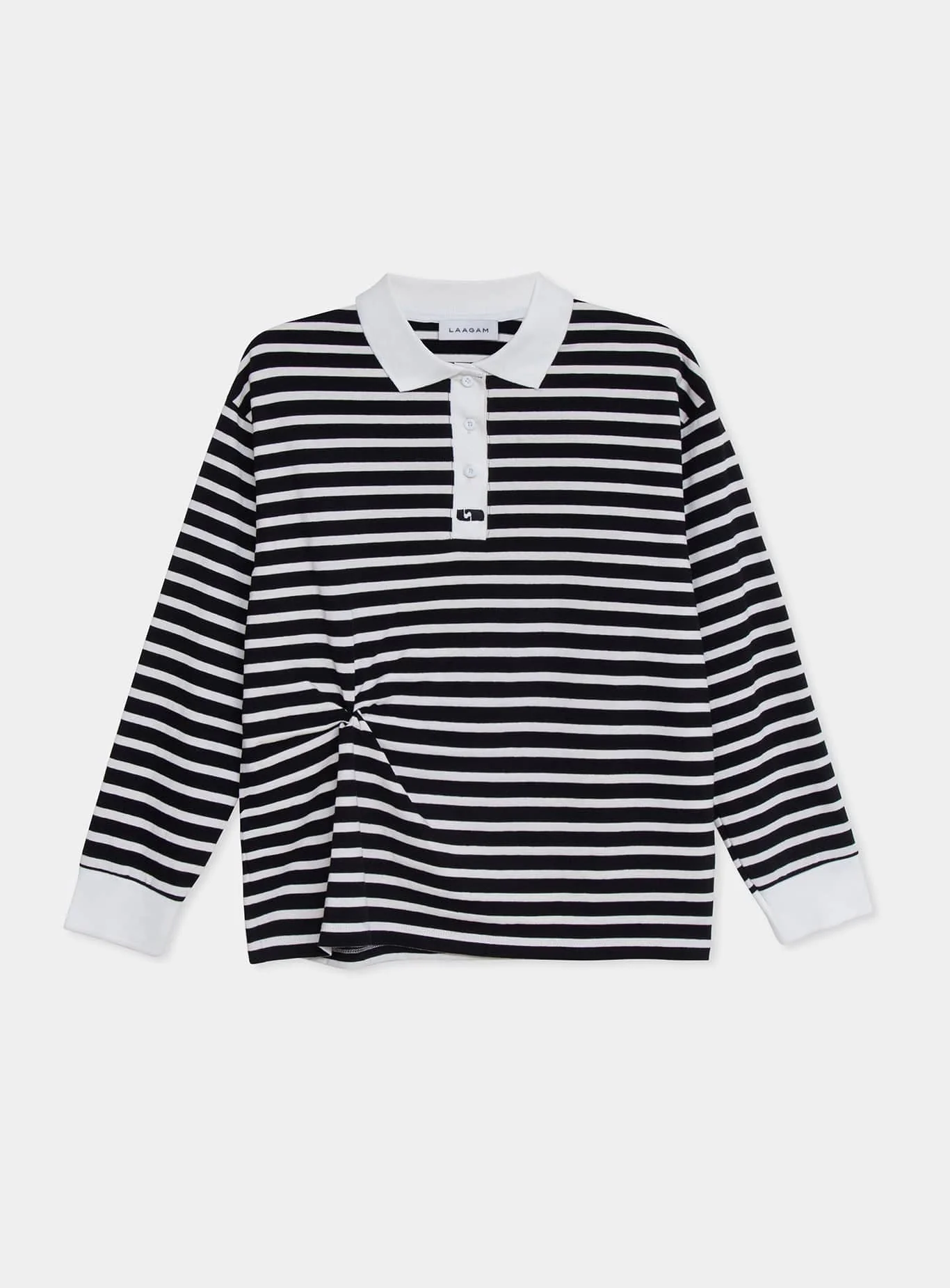 DUSE BLACK STRIPED LONGSLEEVE POLO T-SHIRT - Image 4