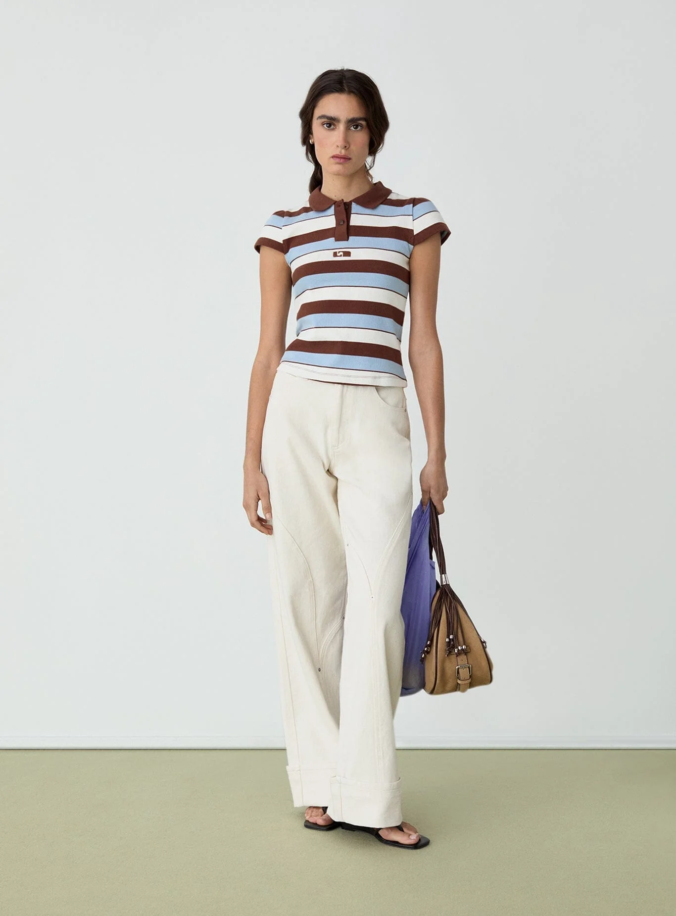 ERYA BLUE STRIPED POLO T-SHIRT - Image 2