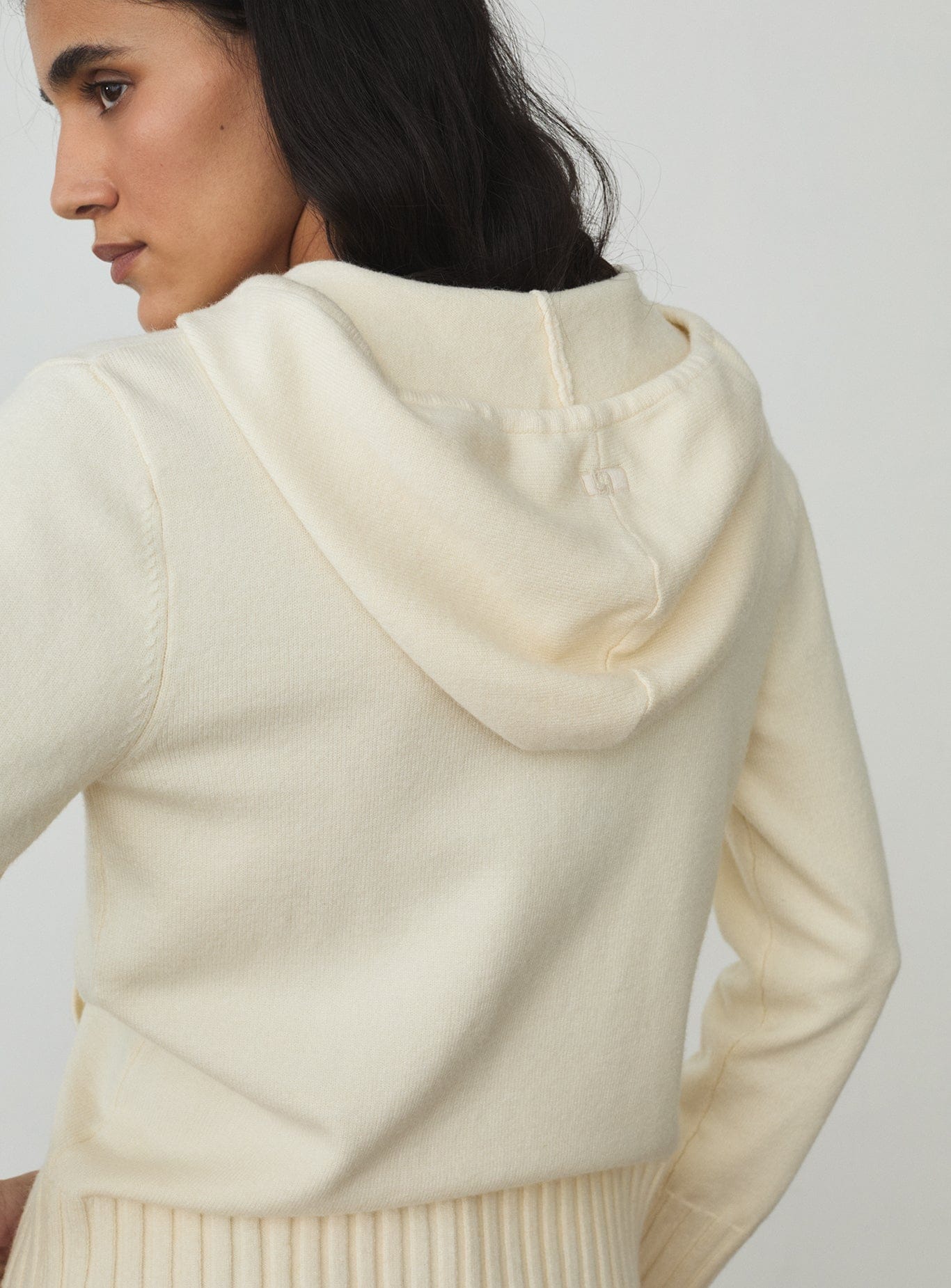 FLORANA ECRU ZIPPER KNITTED SWEATSHIRT - Image 4