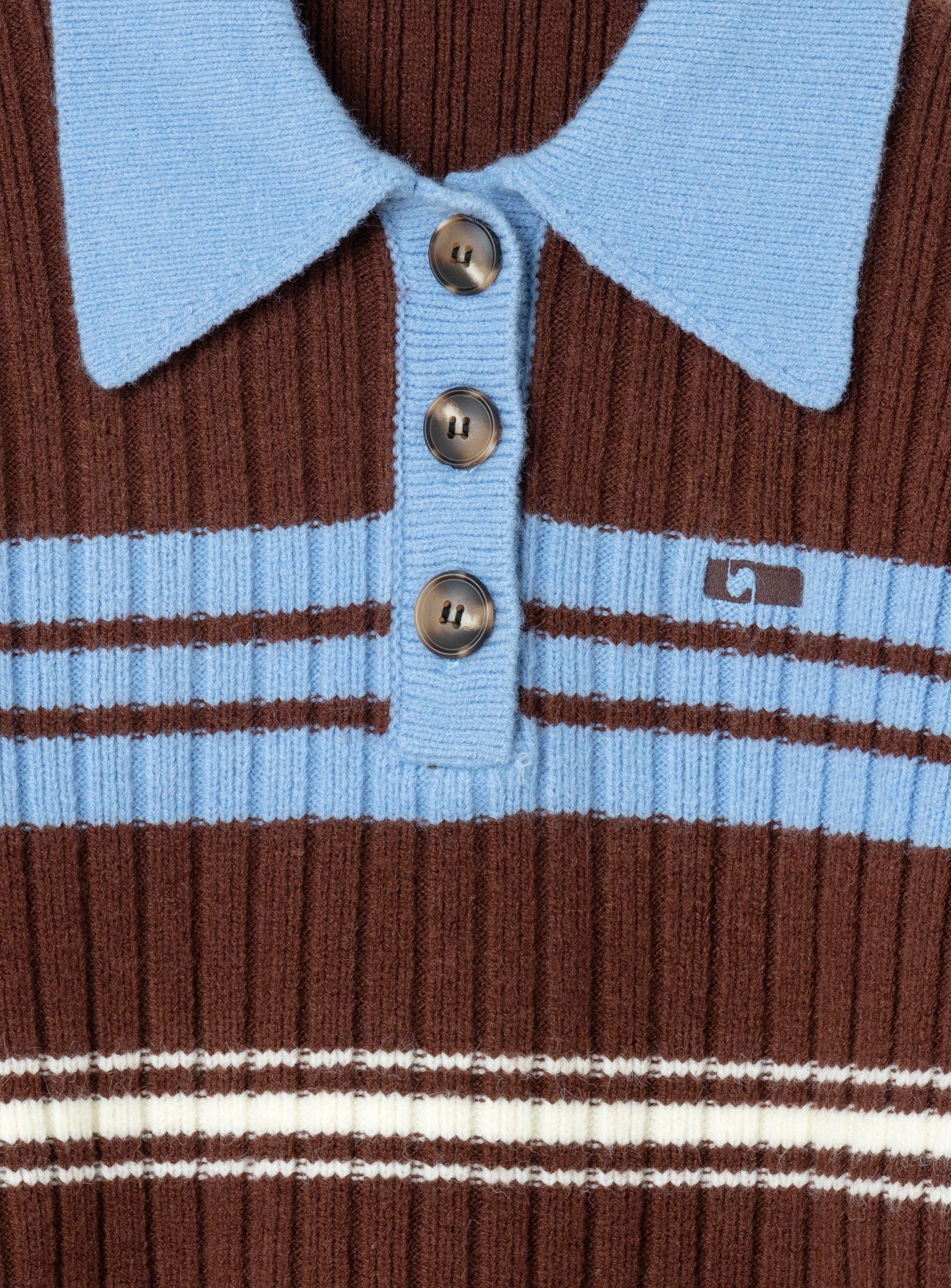GRAZ BROWN STRIPED POLO KNIT - Image 3