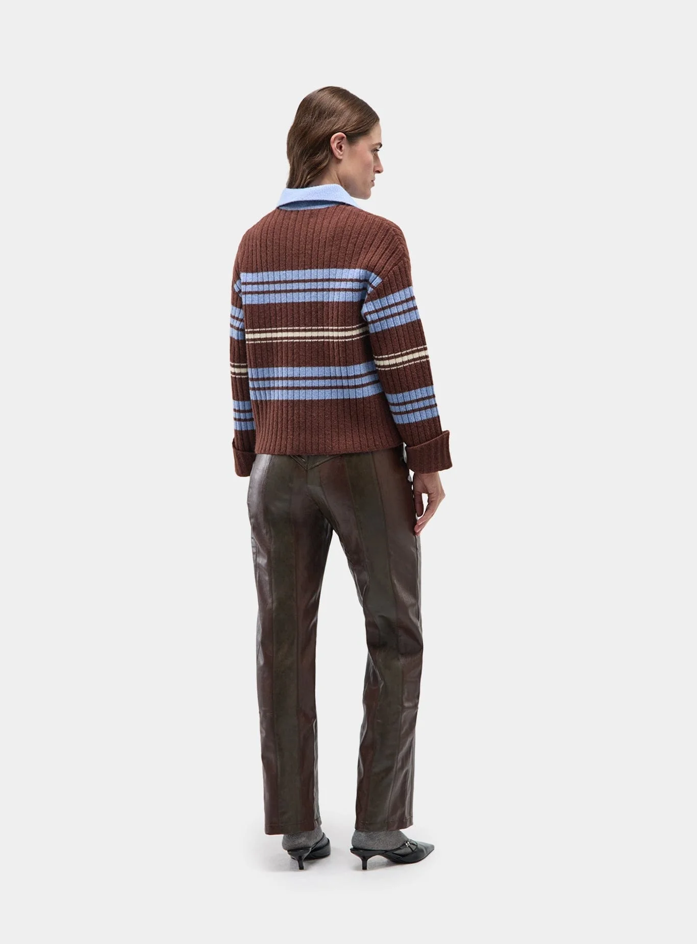 GRAZ BROWN STRIPED POLO KNIT - Image 4