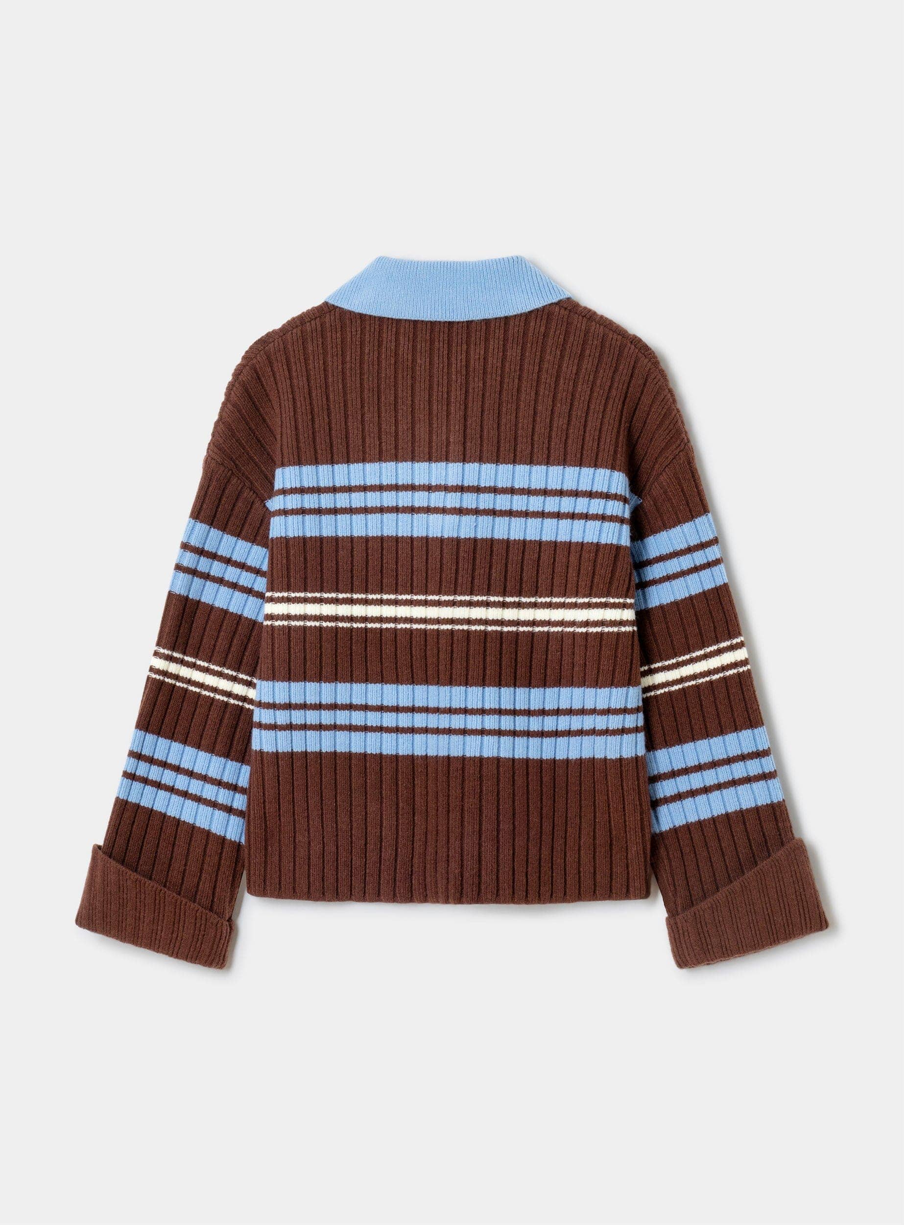 GRAZ BROWN STRIPED POLO KNIT - Image 7
