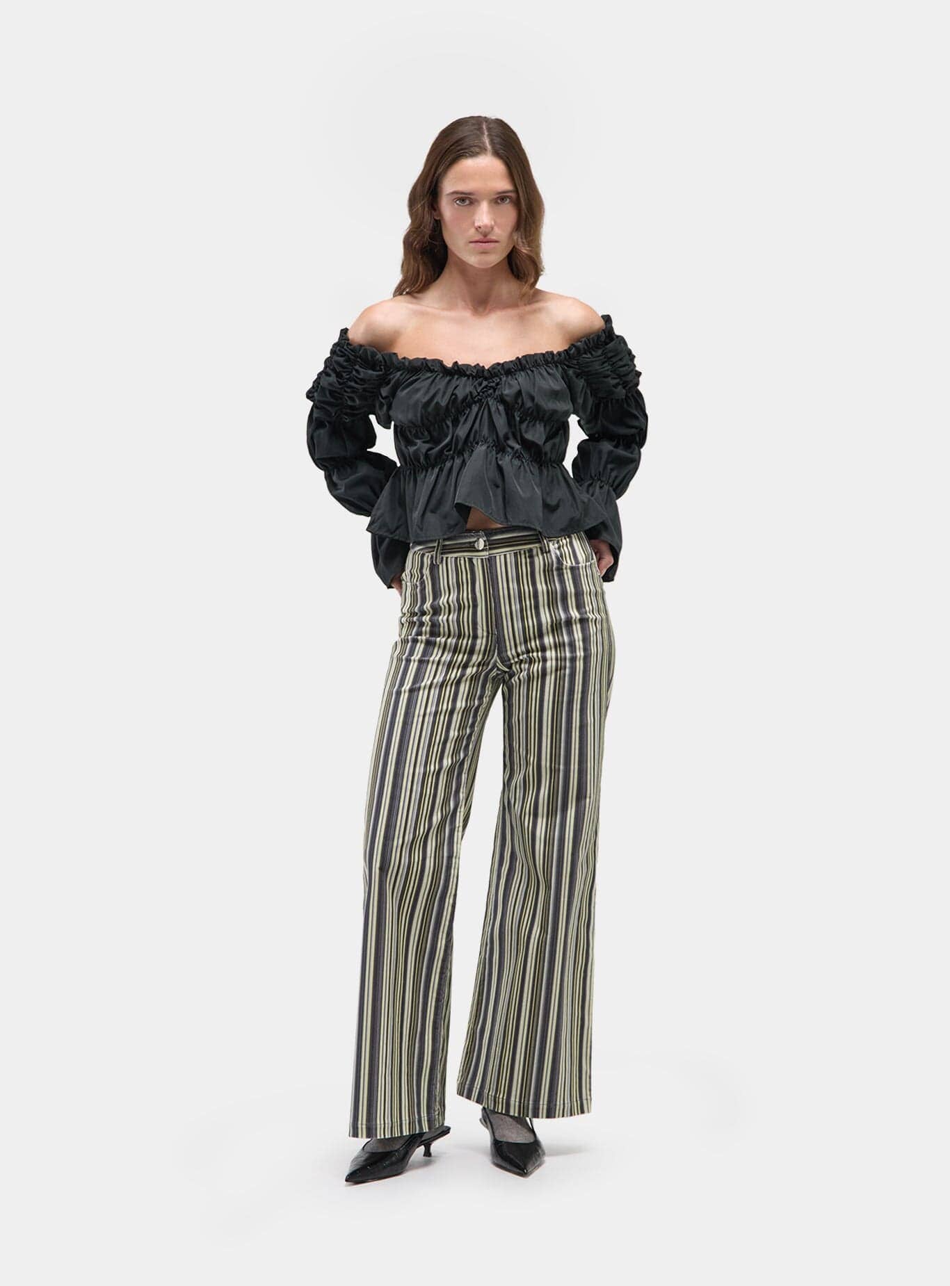 HOLLY CORDUROY GREY STRIPED PANTS - Image 2