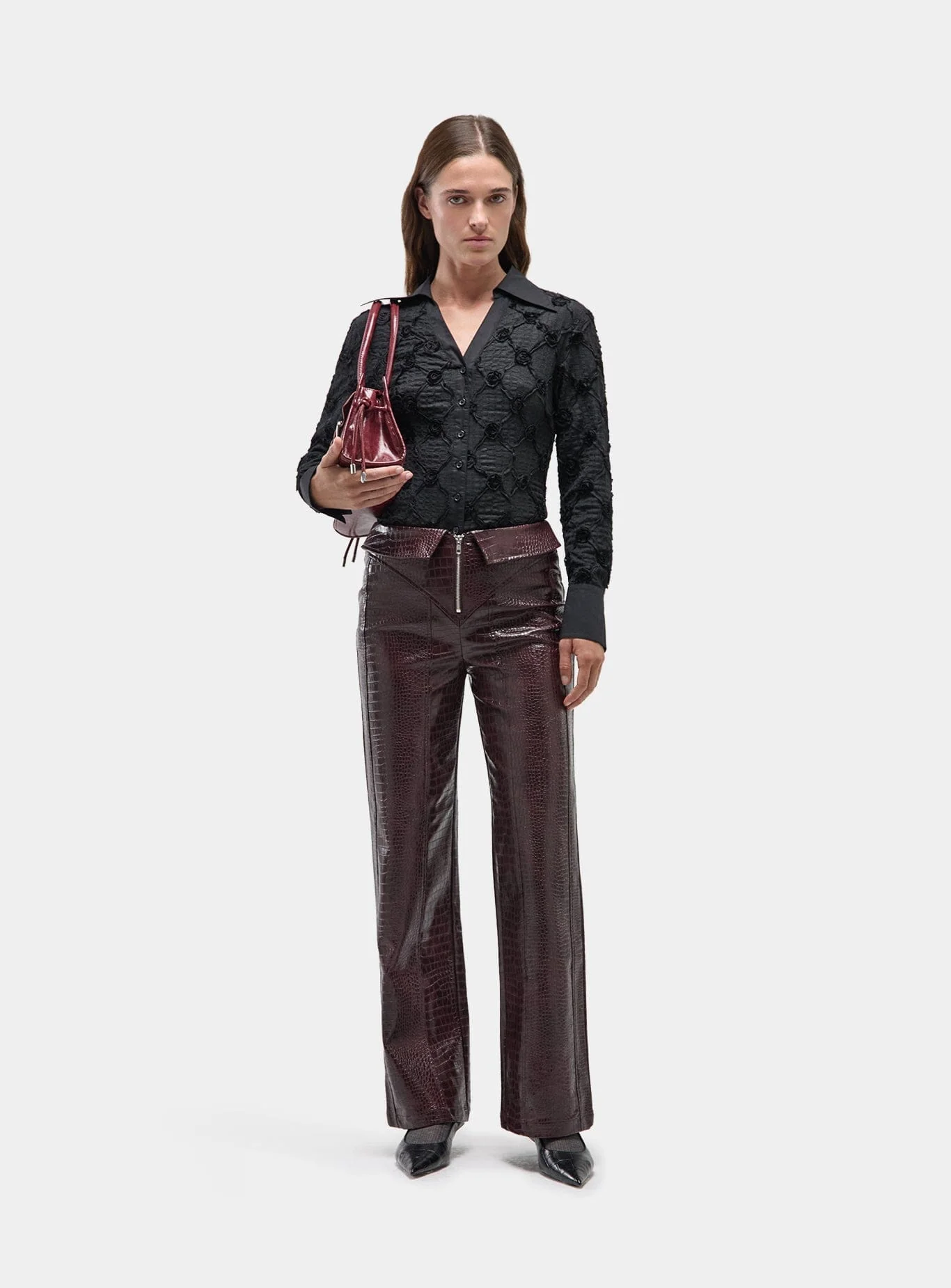 HORUS BURGUNDY TEXTURED PANTS - Image 5