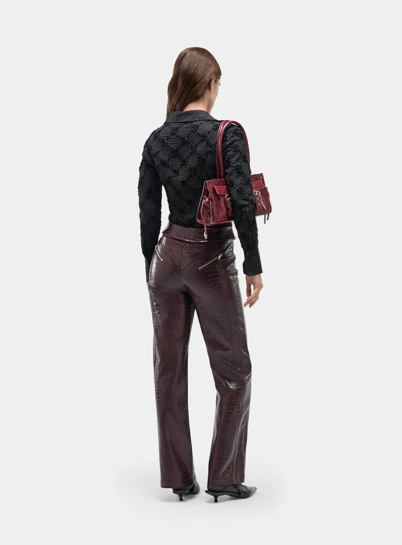 HORUS BURGUNDY TEXTURED PANTS - Image 6