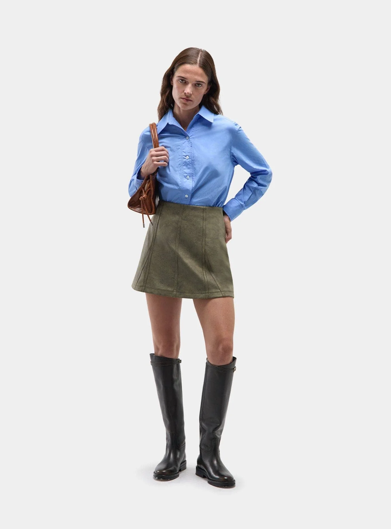 JUDY KHAKI SHORT SKIRT - Image 2
