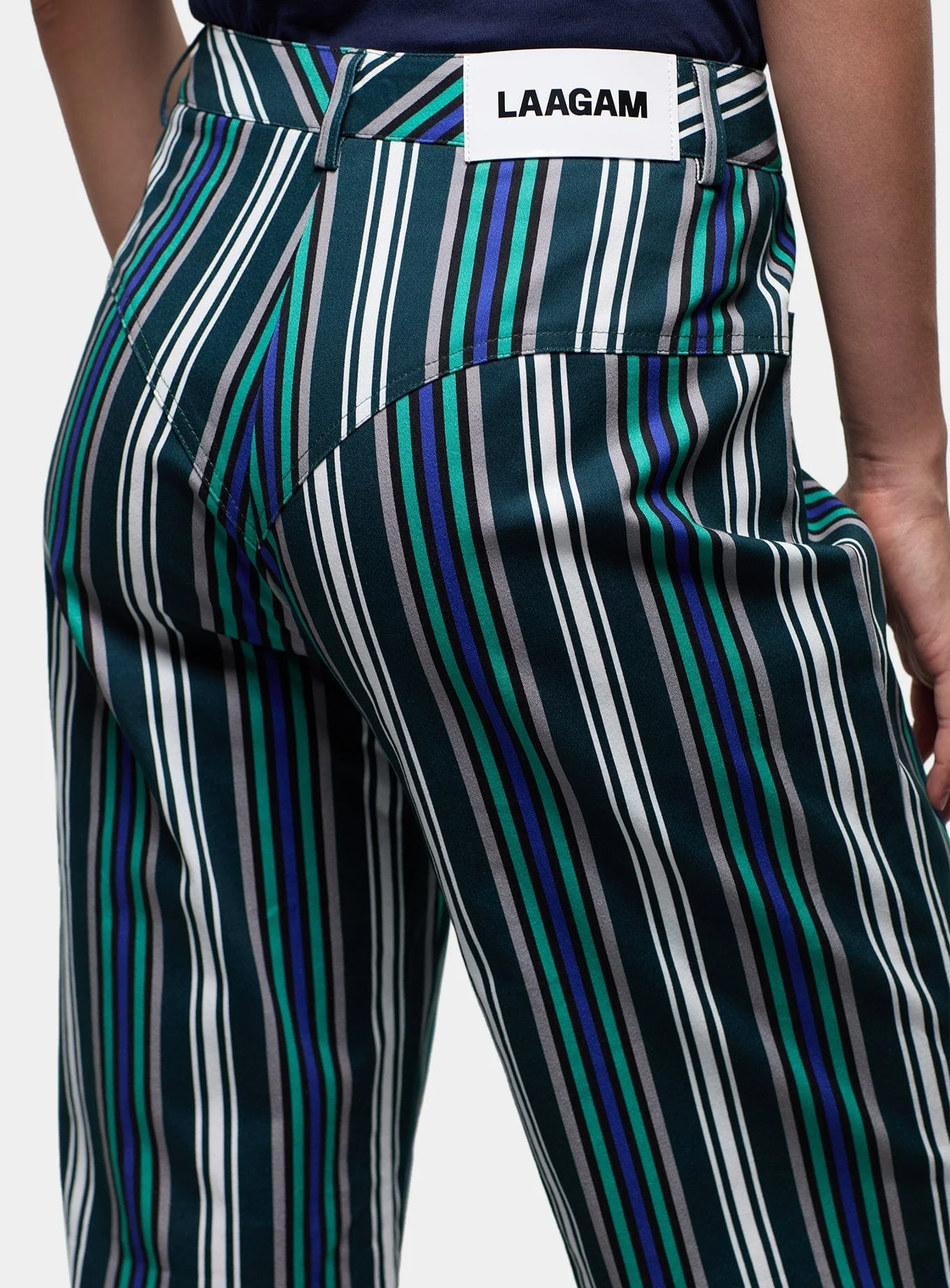 LEROY TEAL GREEN STRIPED TWILL PANTS - Image 3