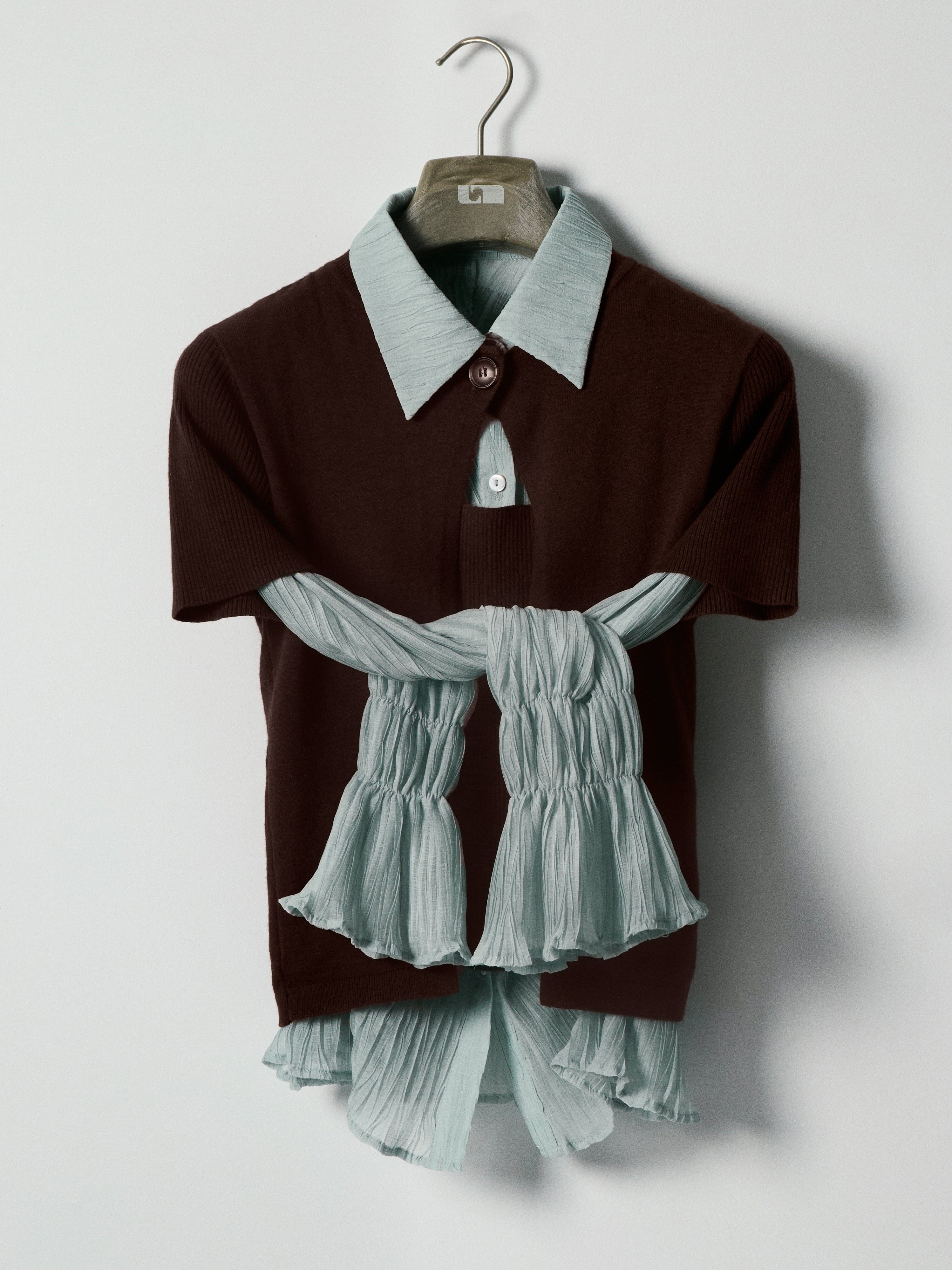 NAELIA LIGHT BLUE RUCHED SHIRT - Image 3
