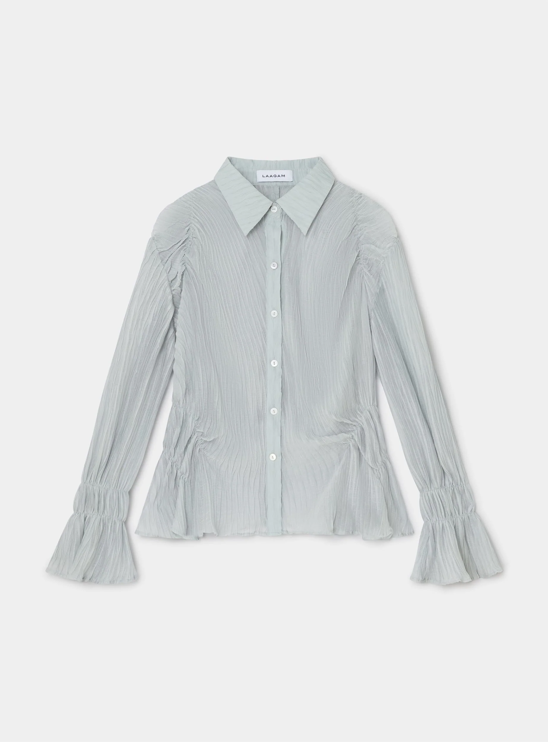 NAELIA LIGHT BLUE RUCHED SHIRT - Image 4