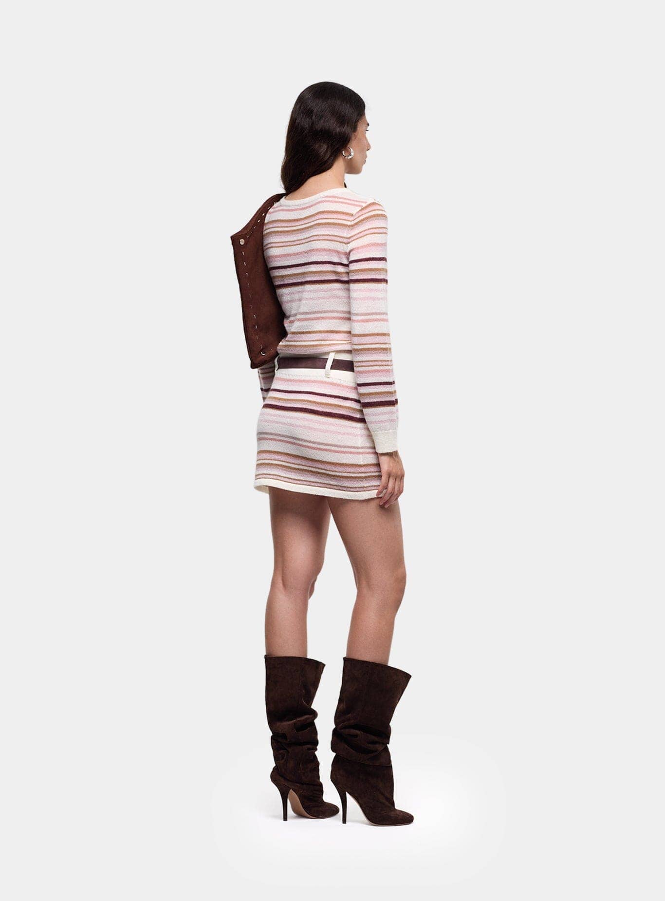 ONIRA ECRU STRIPED SHORT DRESS - Image 3