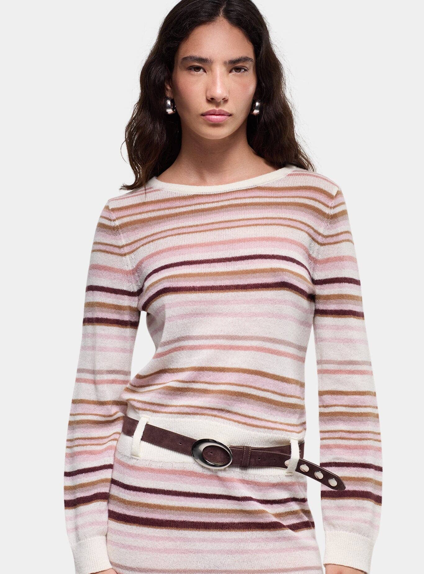 ONIRA ECRU STRIPED SHORT DRESS - Image 4