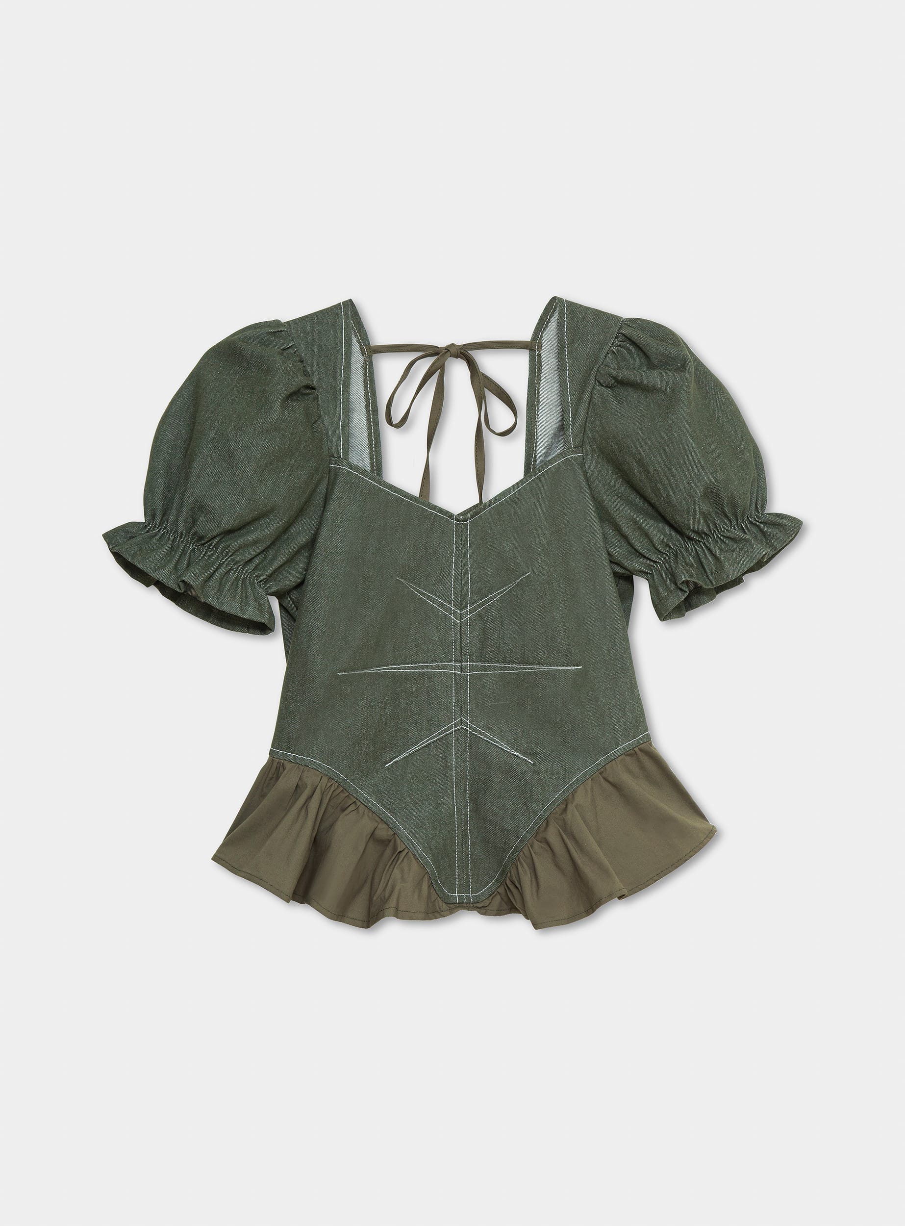 REGINA KHAKI PUFF SLEEVE BLOUSE - Image 5