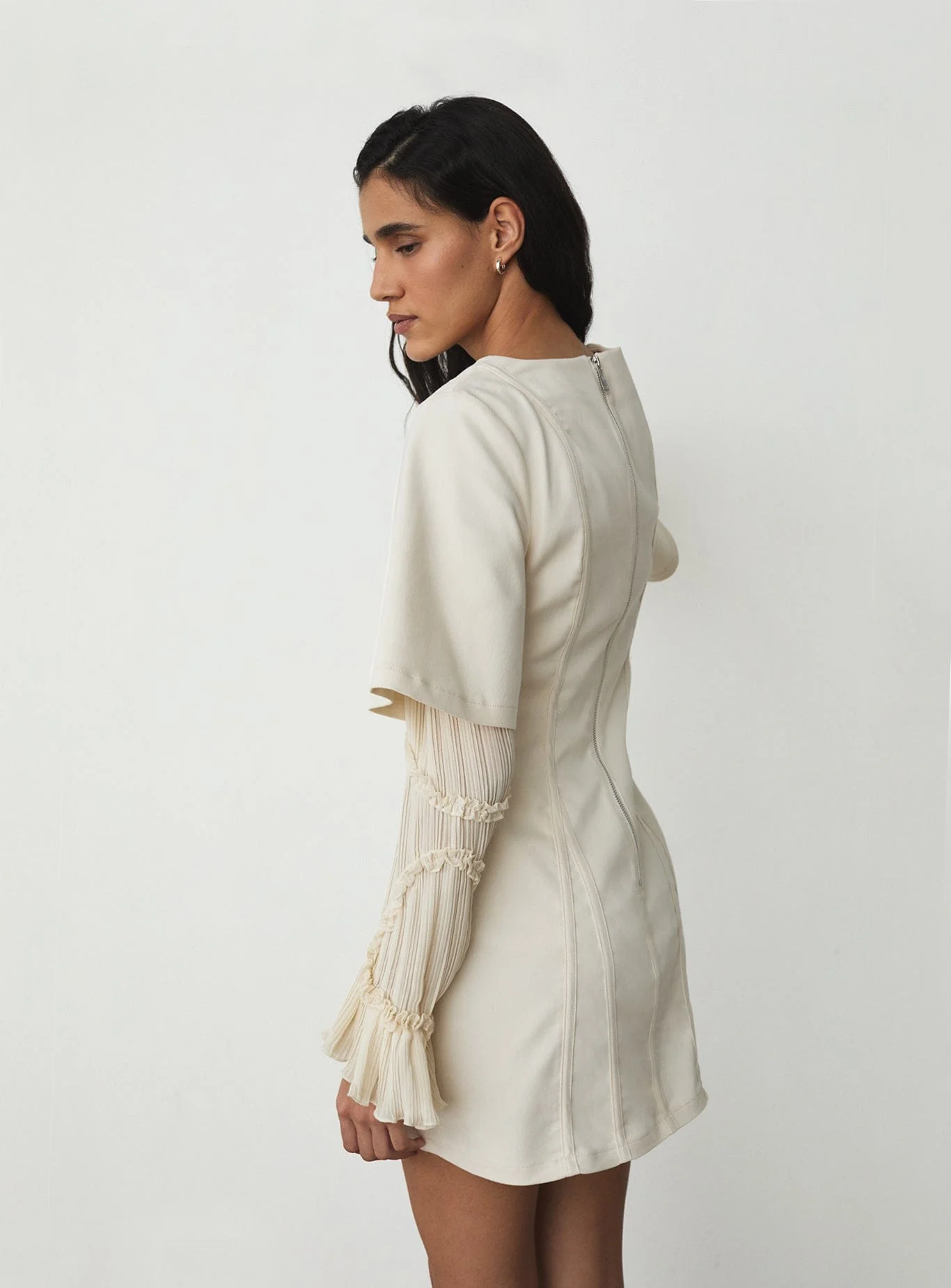 ROSETTE ECRU SHORT DRESS - Image 3