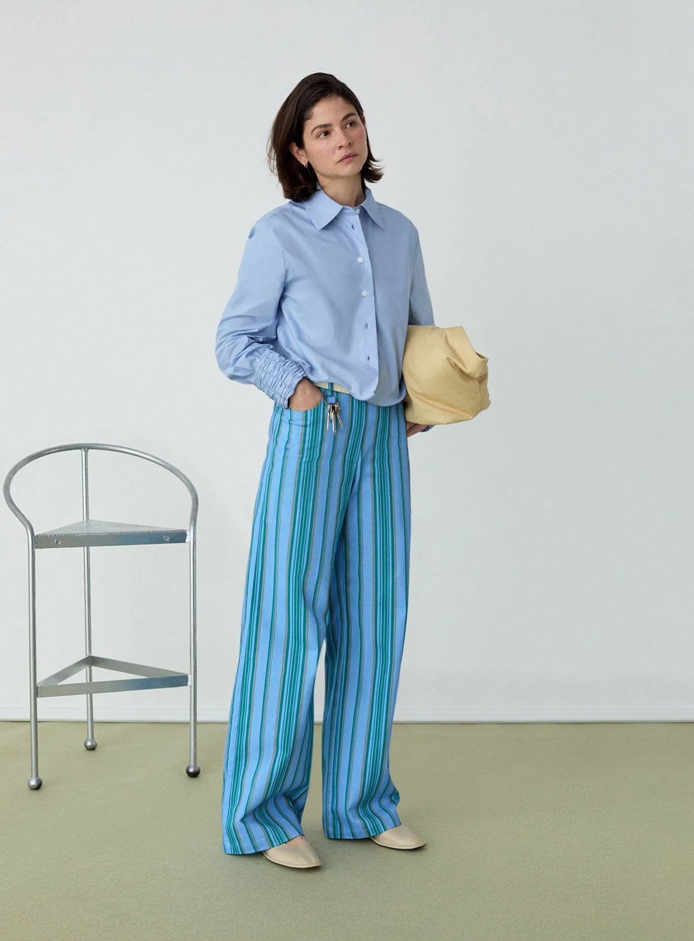 ROXANE BLUE RUCHED SHIRT - Image 2