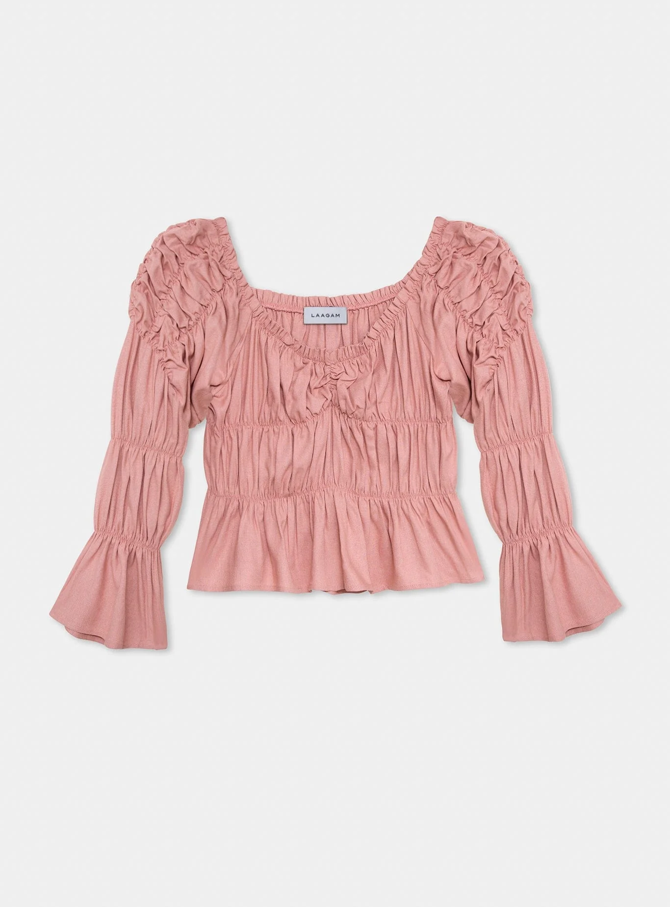 SADIE PINK LINEN RUCHED BLOUSE - Image 3