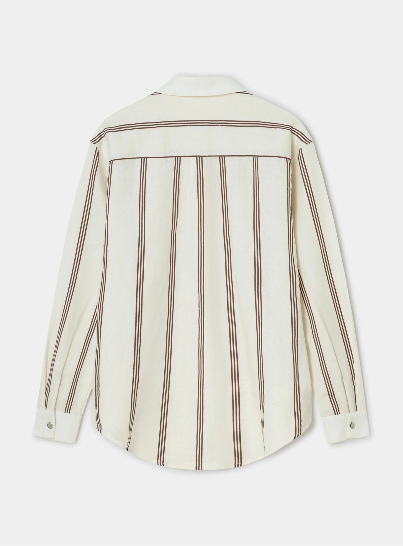 SAGA BROWN STRIPED PLEATED SHIRT - Image 6