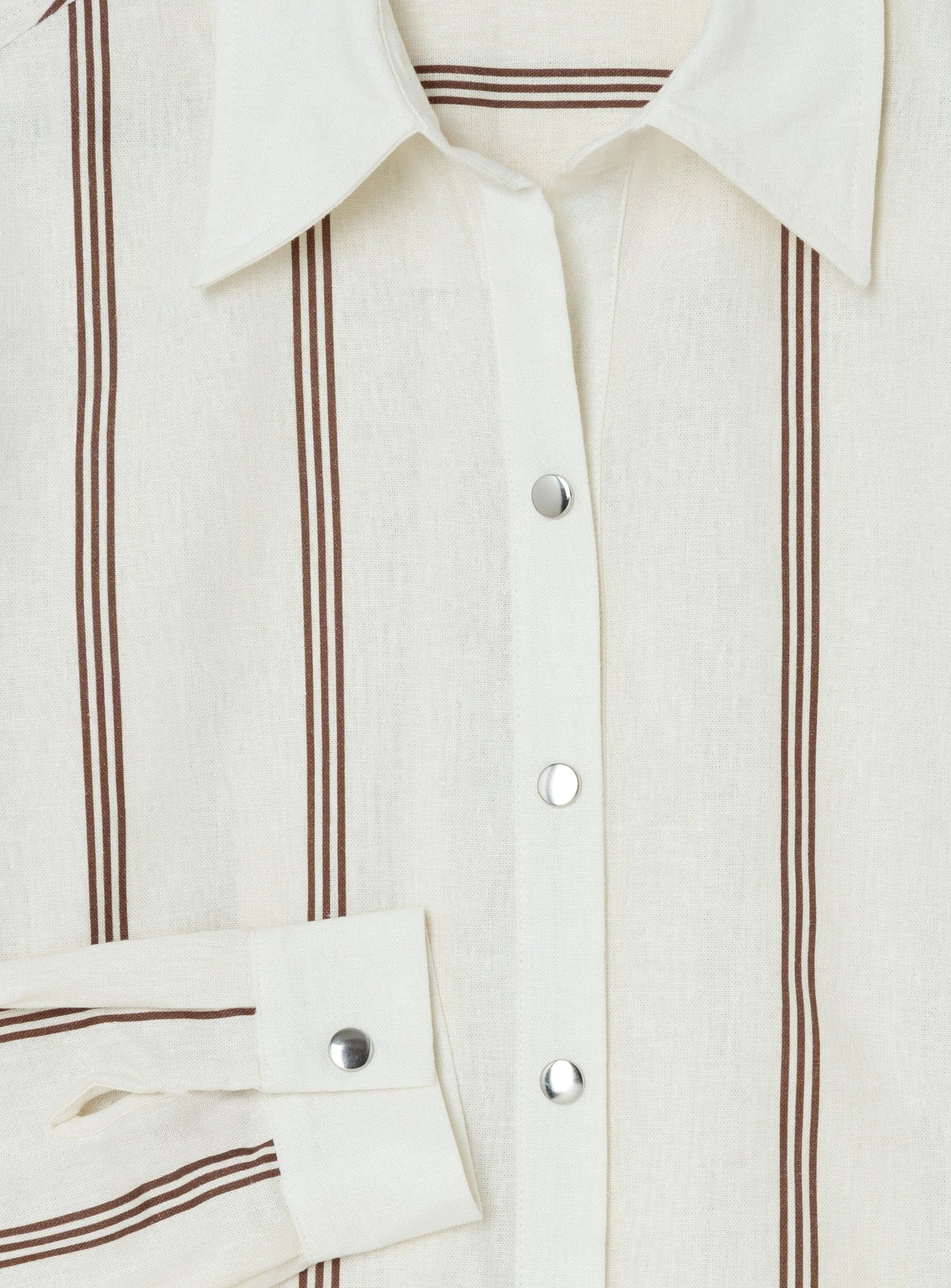 SAGA BROWN STRIPED PLEATED SHIRT - Image 7
