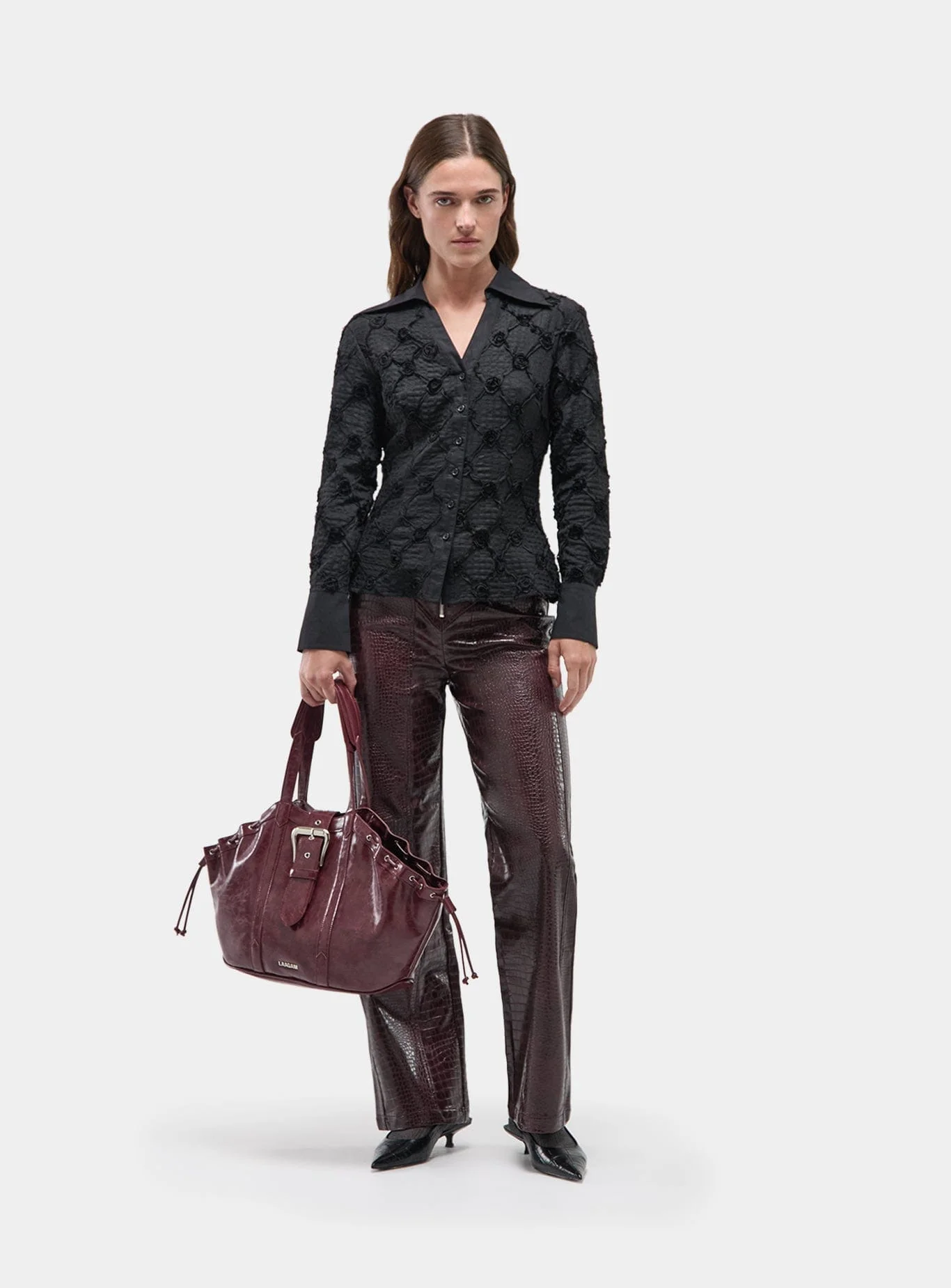 SALLY BLACK TEXTURED SHIRT - Image 2