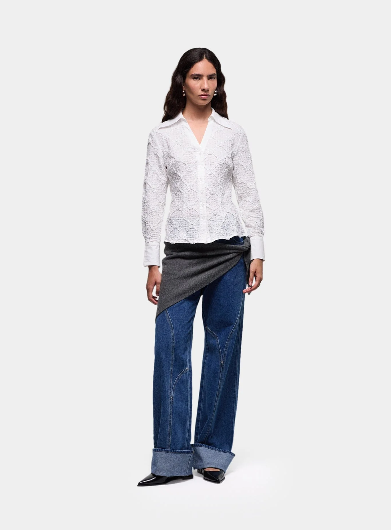 SALLY WHITE TEXTURED SHIRT - Image 2