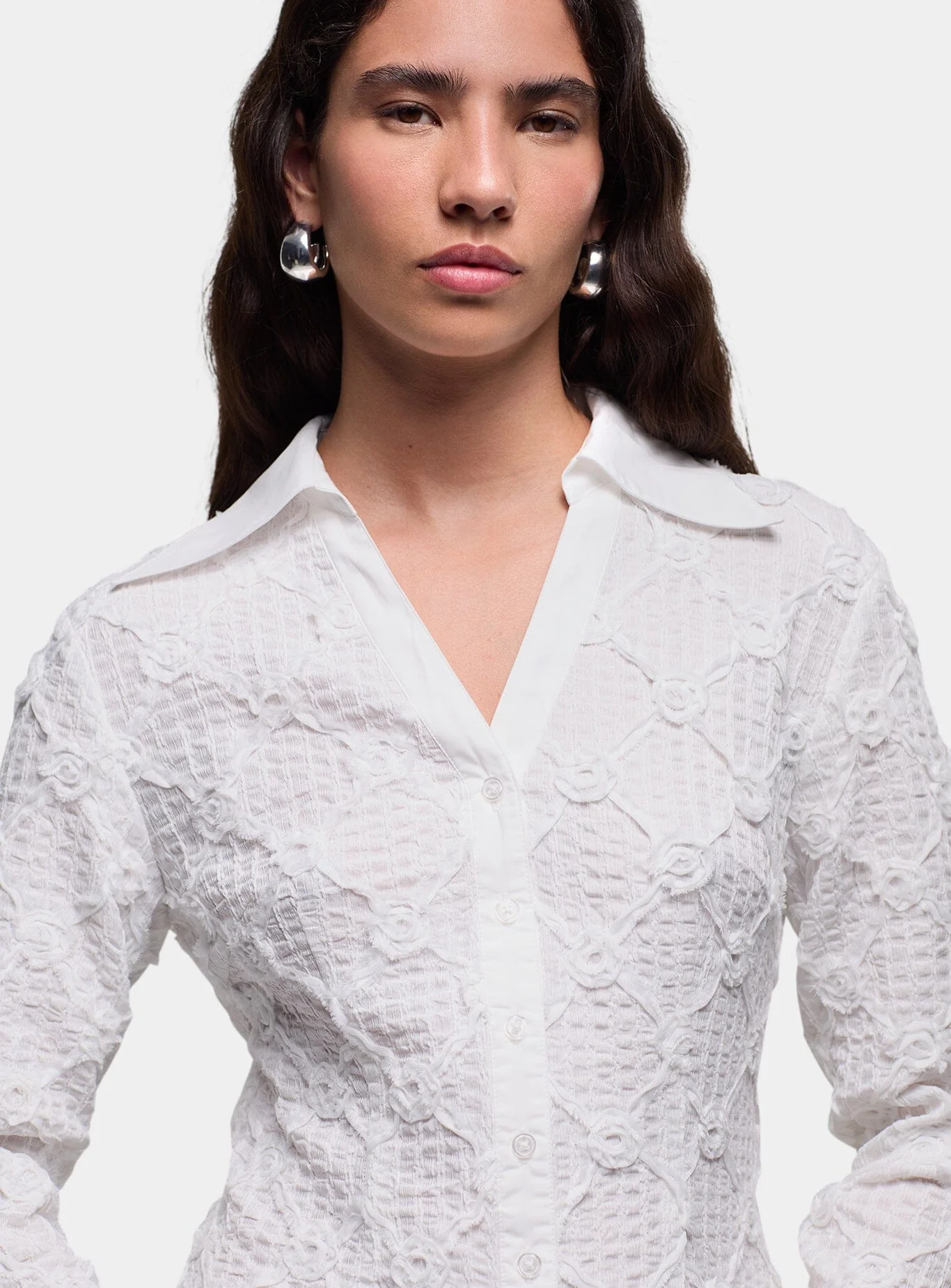 SALLY WHITE TEXTURED SHIRT - Image 3