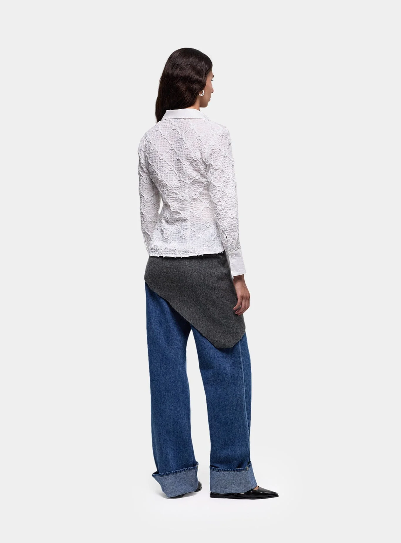 SALLY WHITE TEXTURED SHIRT - Image 6