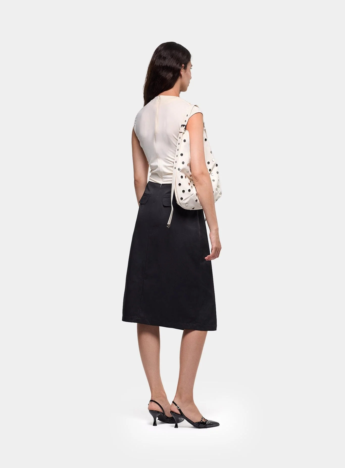 SELENE BLACK & ECRU MIDI DRESS - Image 3