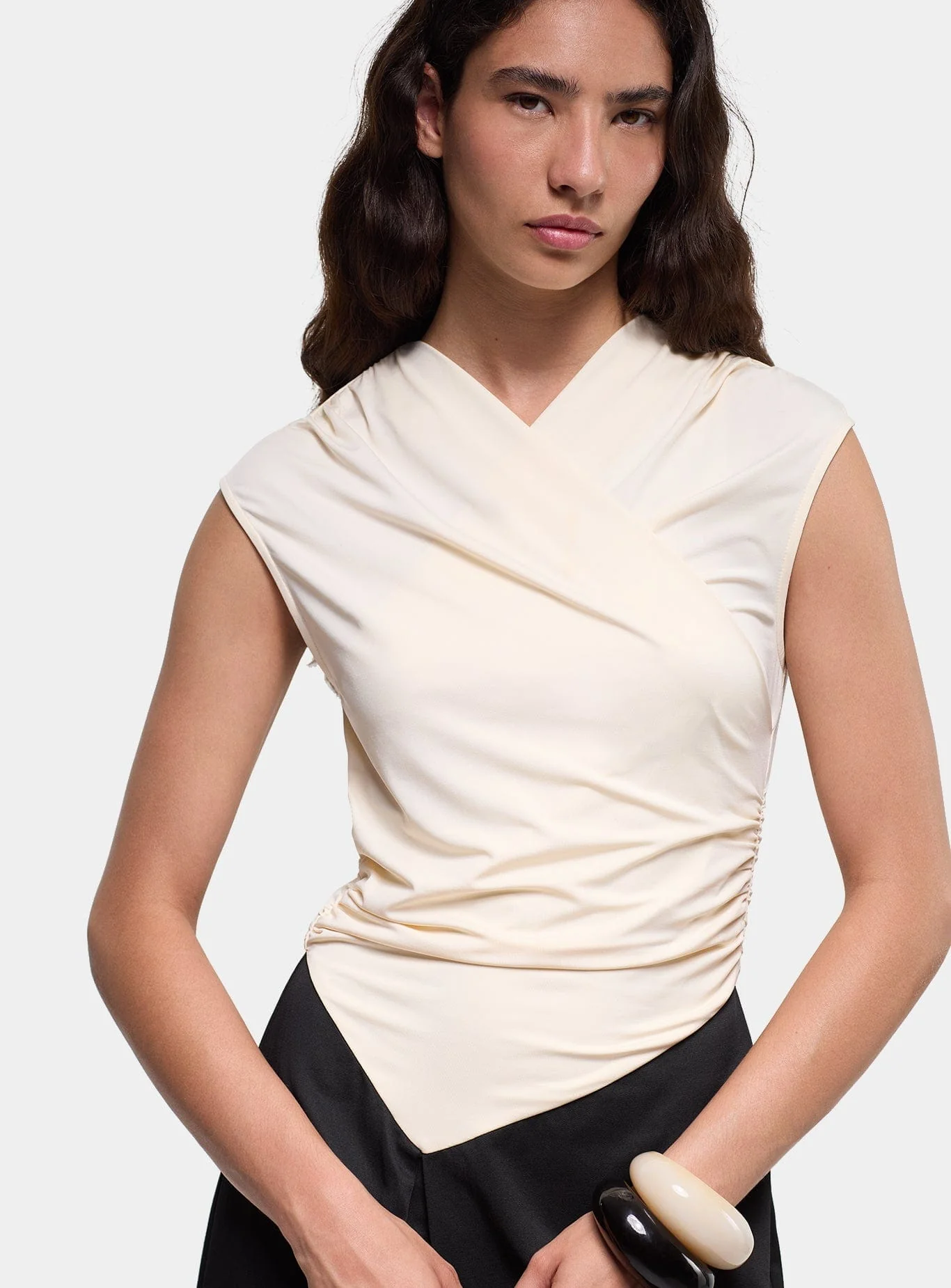 SELENE BLACK & ECRU MIDI DRESS - Image 4