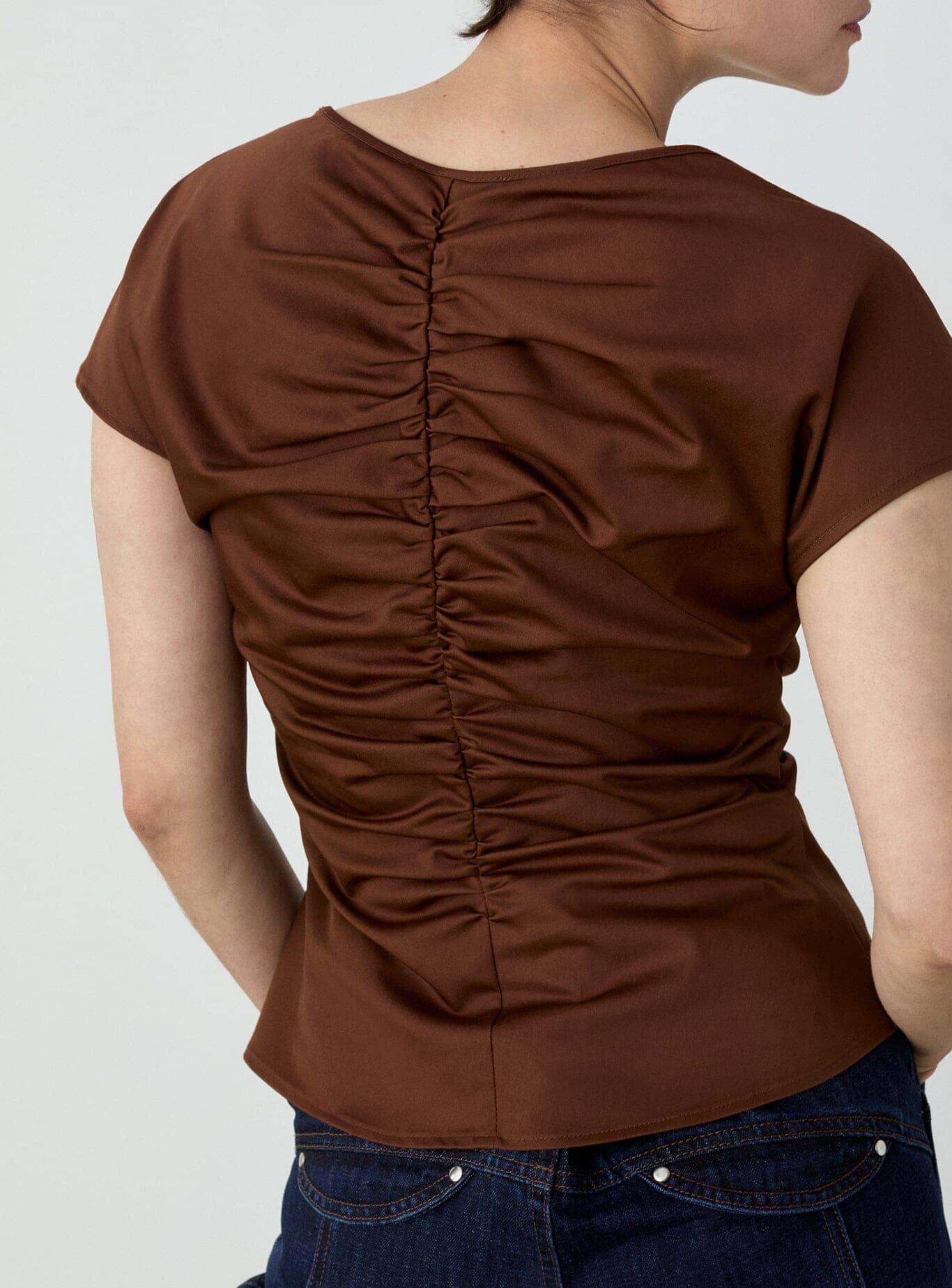 SIMONE BROWN RUCHED BLOUSE - Image 3