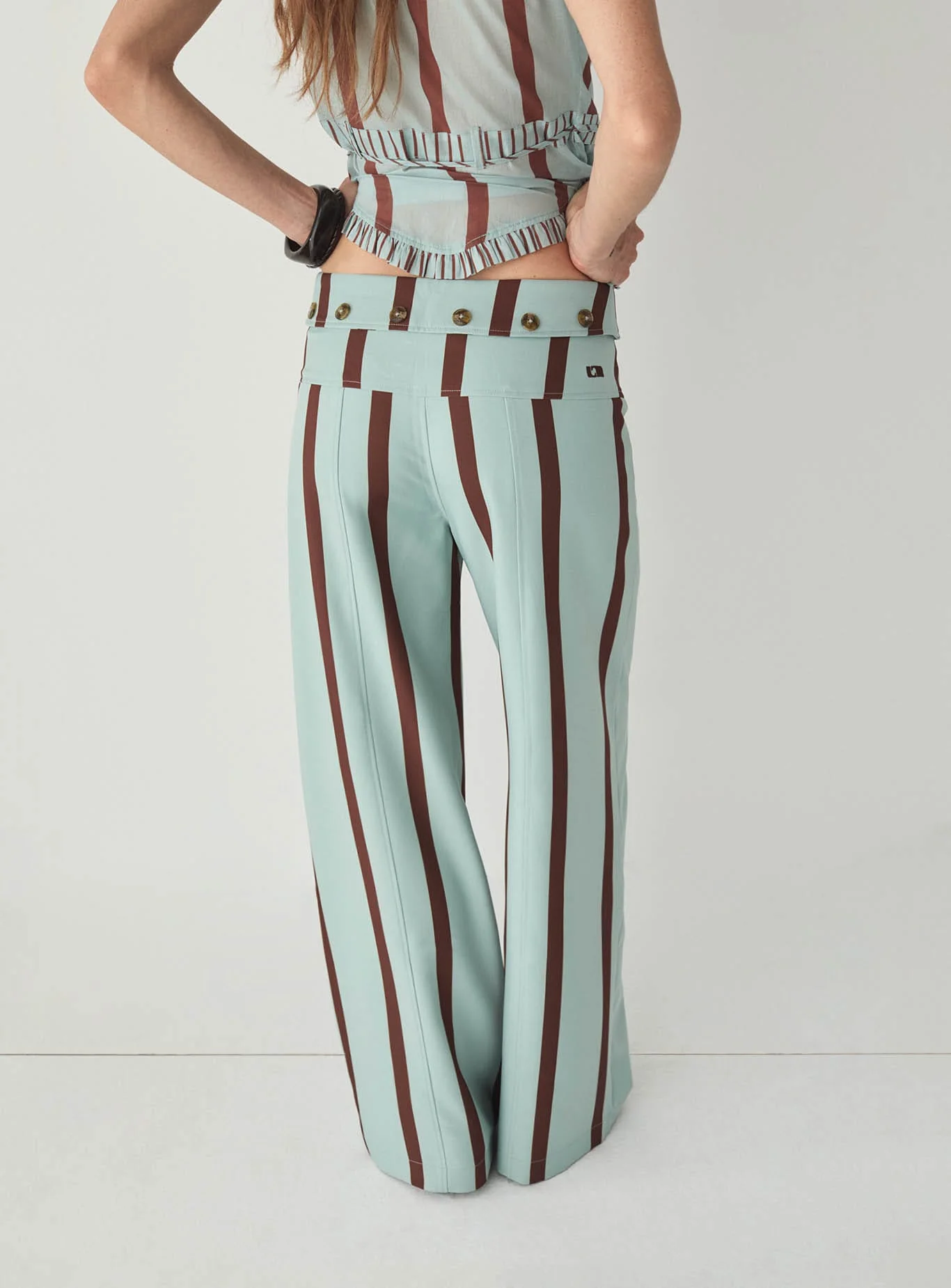 TASHI TURQUOISE STRIPED FLOW PANTS - Image 3