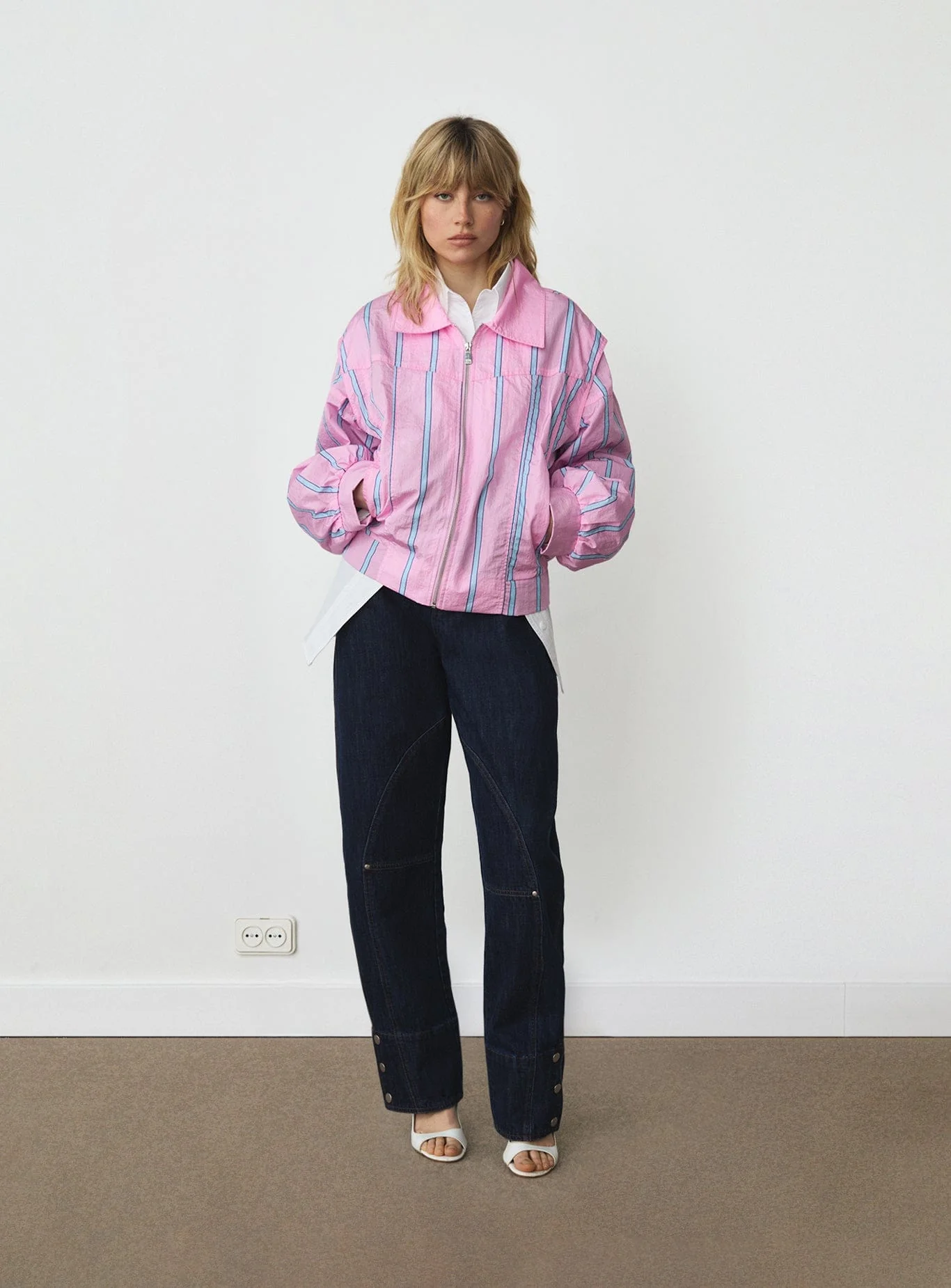 WATSON PINK STRIPED BOMBER JACKET - Image 3